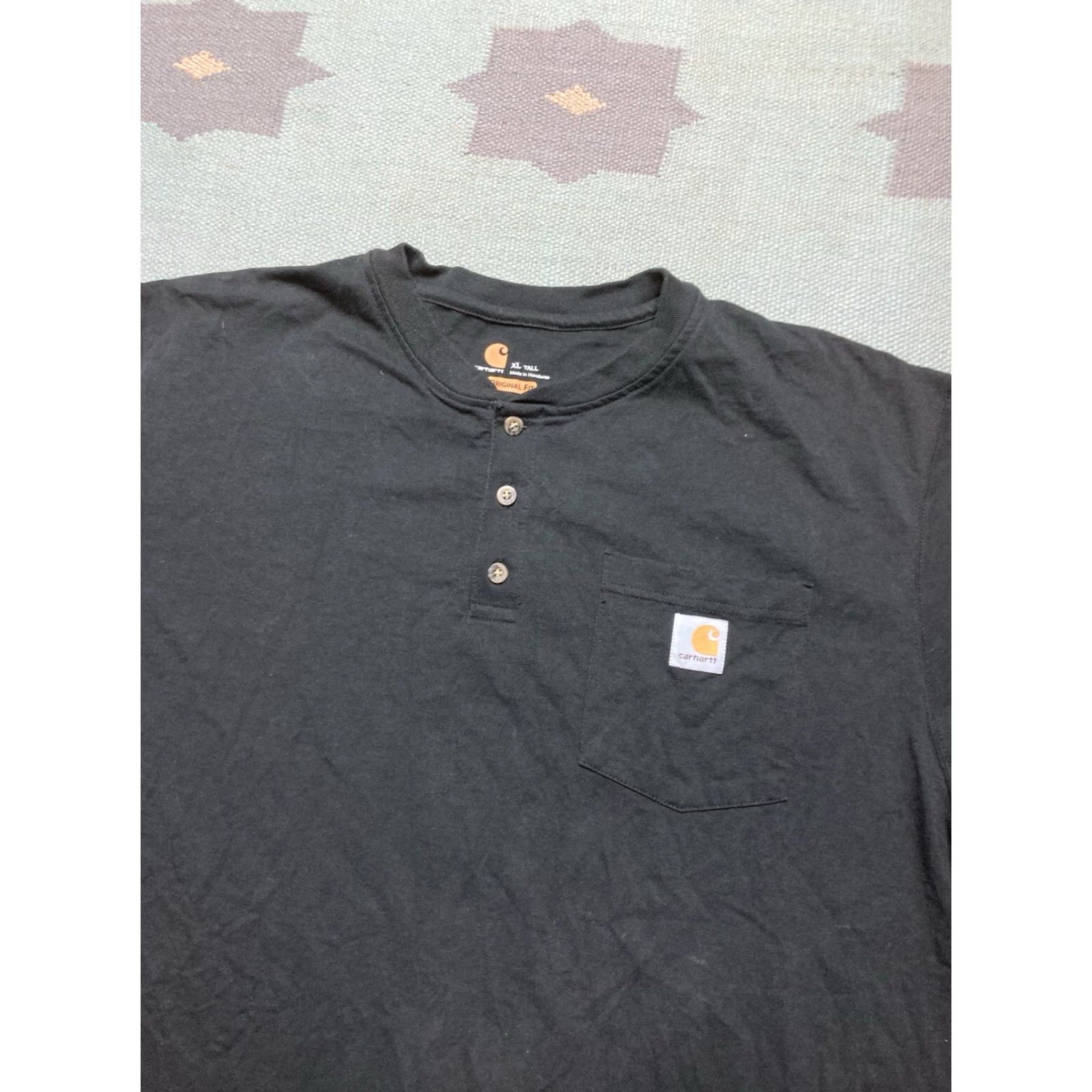 Carhartt Carhartt Henley T Shirt workwear short sleeve black original fit XL tall Men Size US XL / EU 56 / 4 - 2 Thumbnail