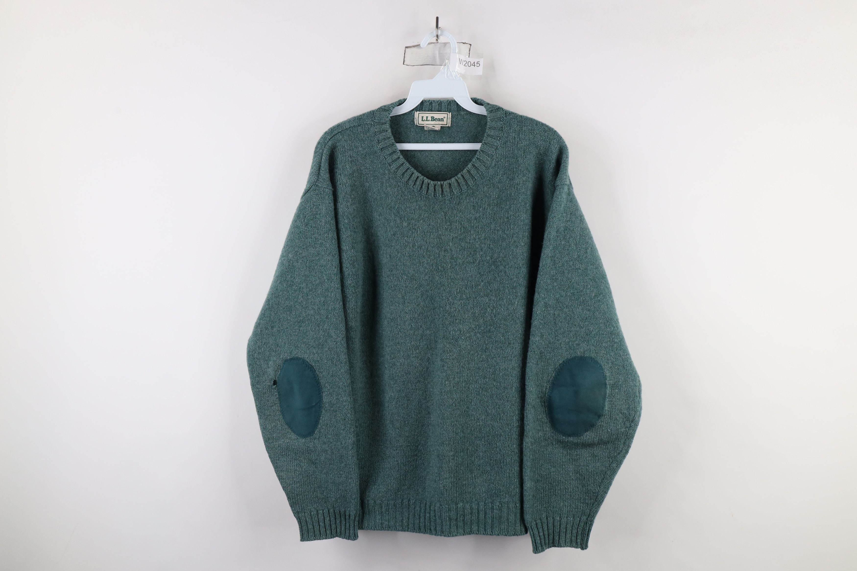 L.L. Bean × Vintage Vintage 90s LL Bean Elbow Patch Wool Knit Sweater Green Size US M / EU 48-50 / 2 - 1 Thumbnail