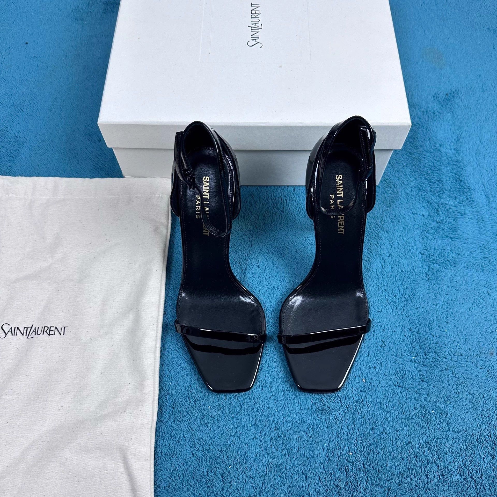 Saint Laurent Paris Saint Laurent Opyum Patent Gold Unique Heel Black 38 Size US 7 / IT 37 - 1 Thumbnail