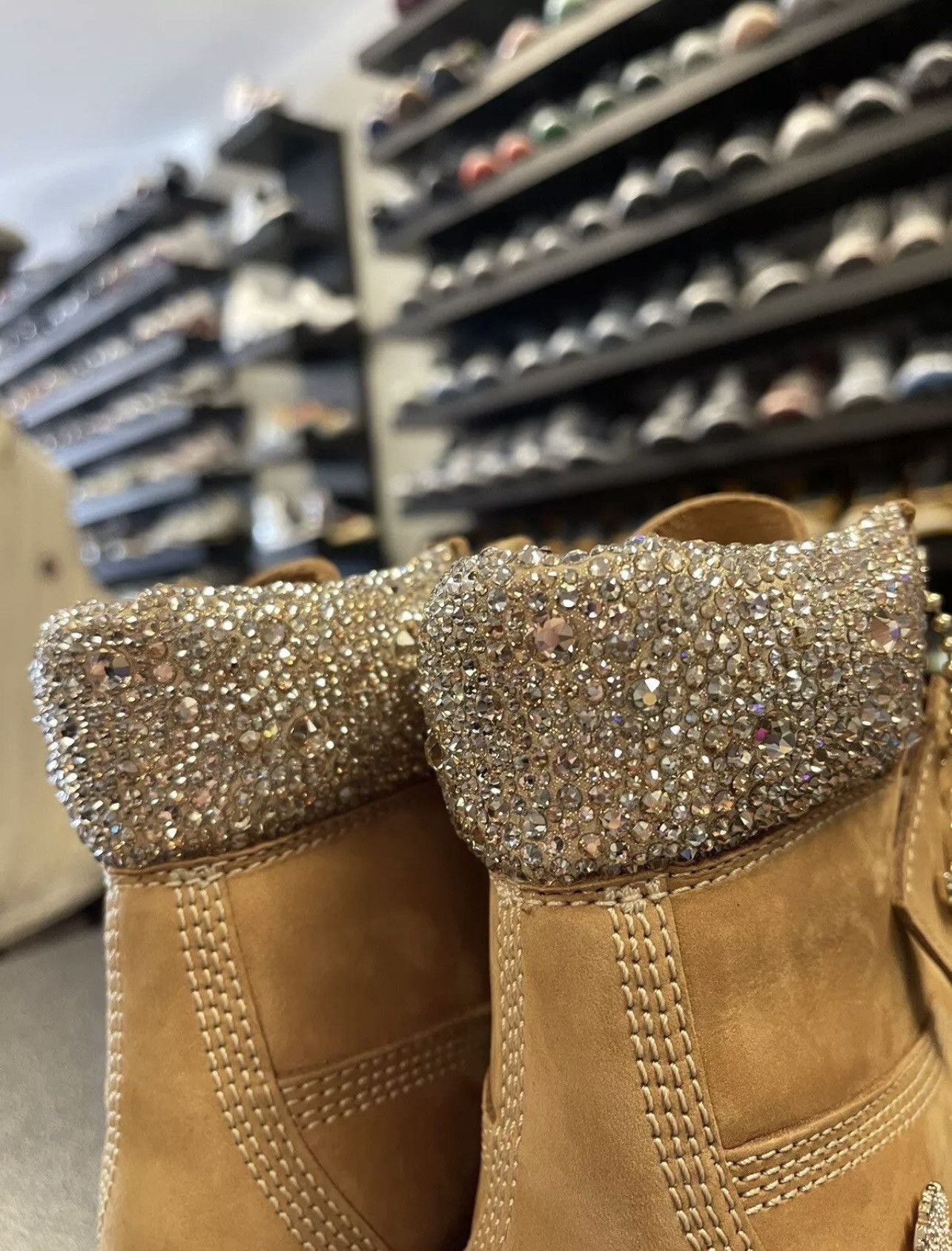 Jimmy Choo Size 5 - Jimmy Choo X Timberland Suede Crystal Encrusted Size US 5 / IT 35 - 6 Thumbnail
