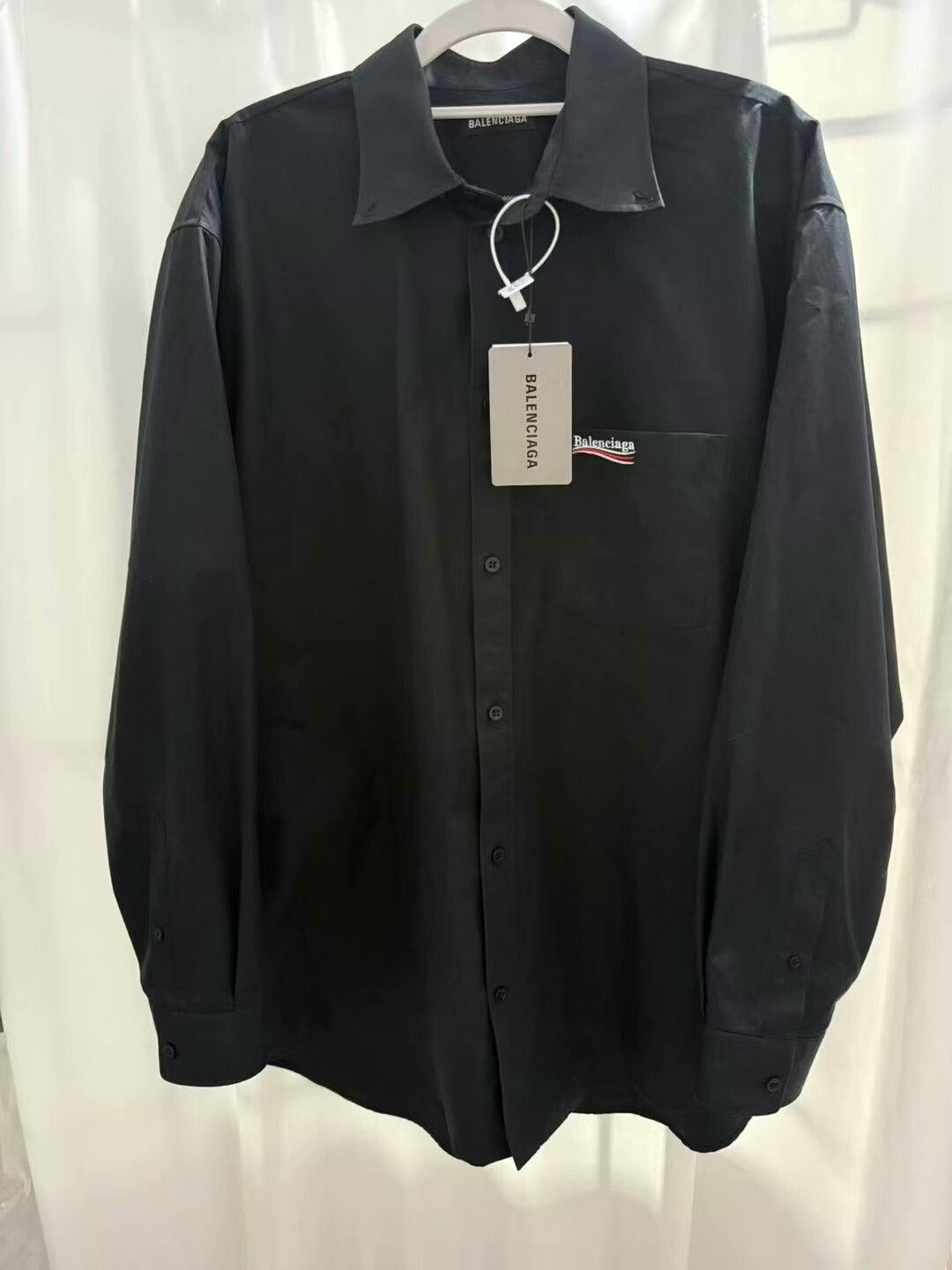 Balenciaga black long sleeve shirt with embroidery Size US L / EU 52-54 / 3 - 1 Thumbnail