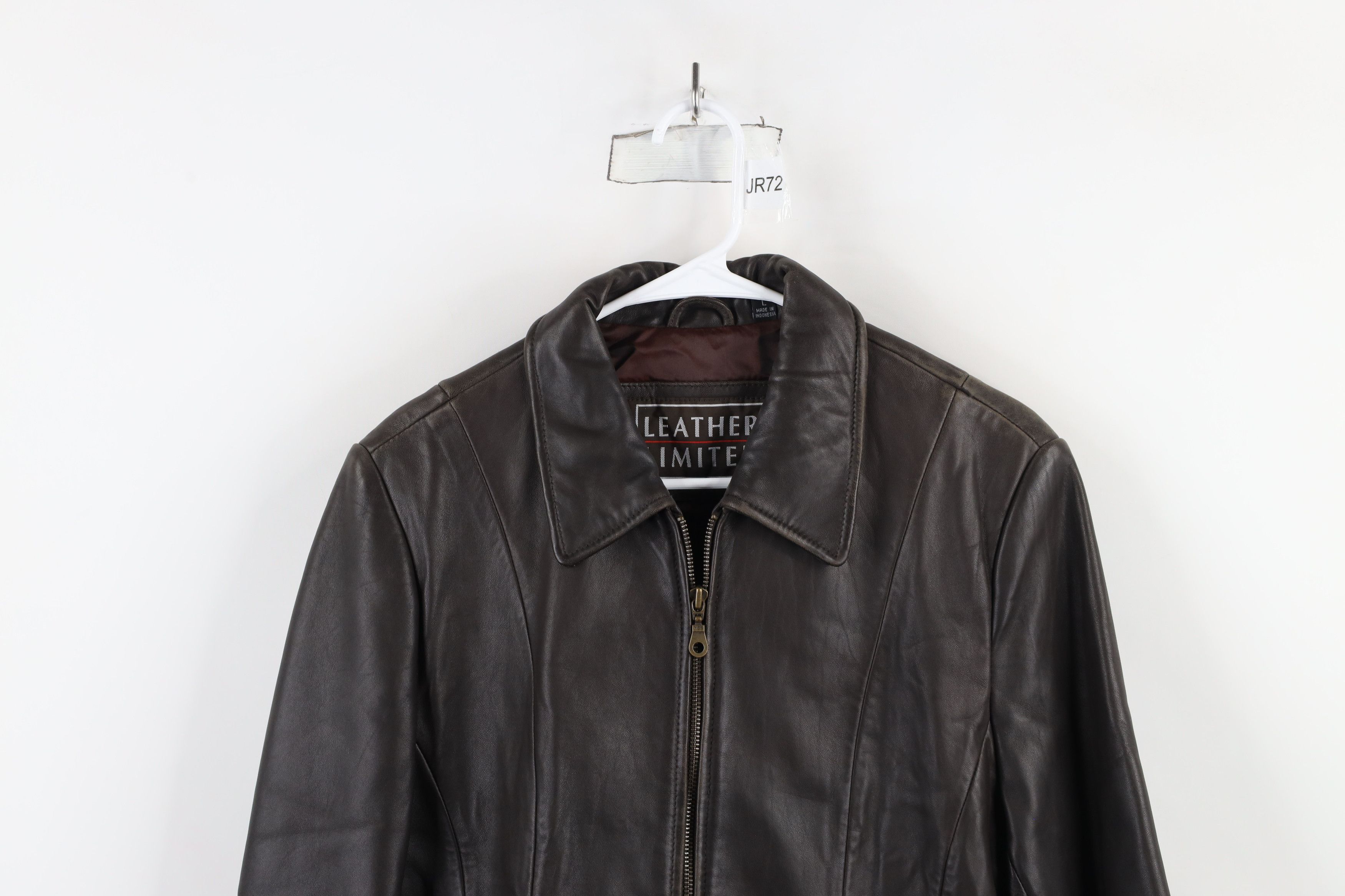 Vintage Vintage 90s Streetwear Leather Collared Zip Jacket Brown Size L / US 10 / IT 46 - 2 Thumbnail