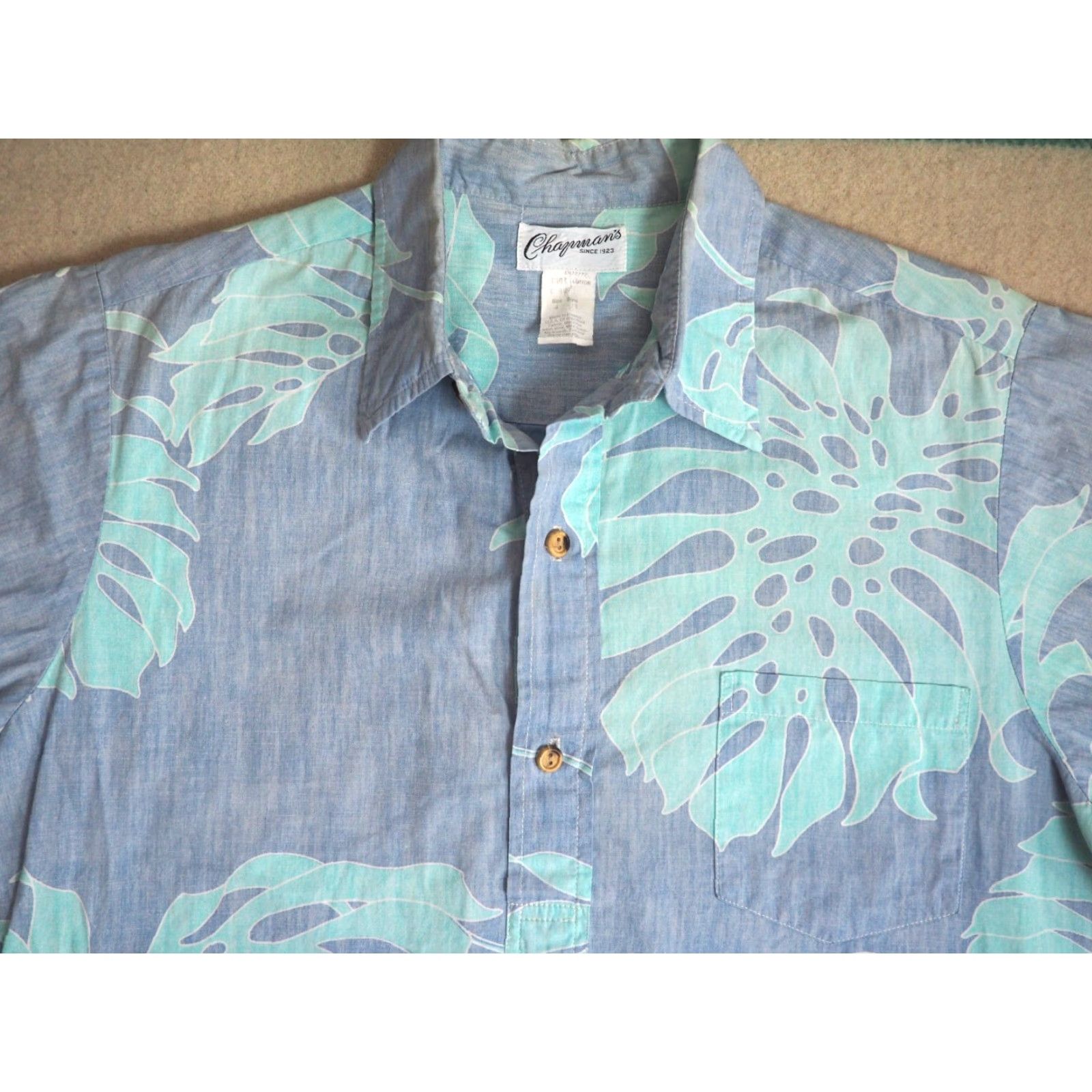 Vintage VINTAGE Chapmans Hawaiian Henley Shirt Mens M Blue 1970s Casual Cotton Short Sleeve Size US M / EU 48-50 / 2 - 2 Thumbnail
