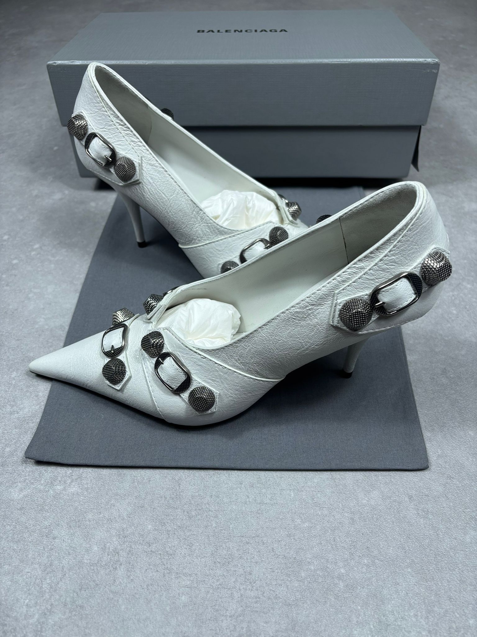 Balenciaga Balenciaga Cagole Pump H90 Arena White Aged Nickel US 8 Size US 8 / IT 38 - 3 Thumbnail