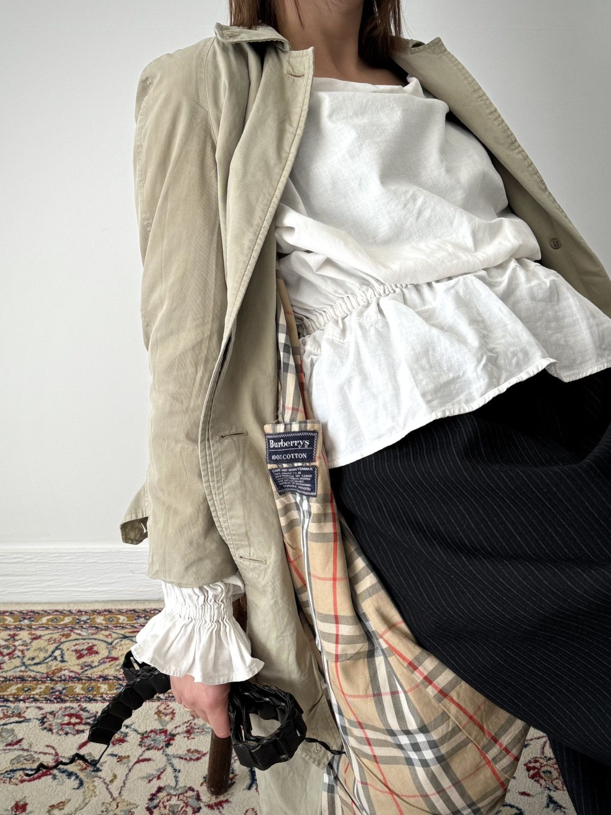 Burberry Vintage 80s Burberrys Women’s Single Raglan Balmacaan Coat Size S / US 4 / IT 40 - 2 Thumbnail