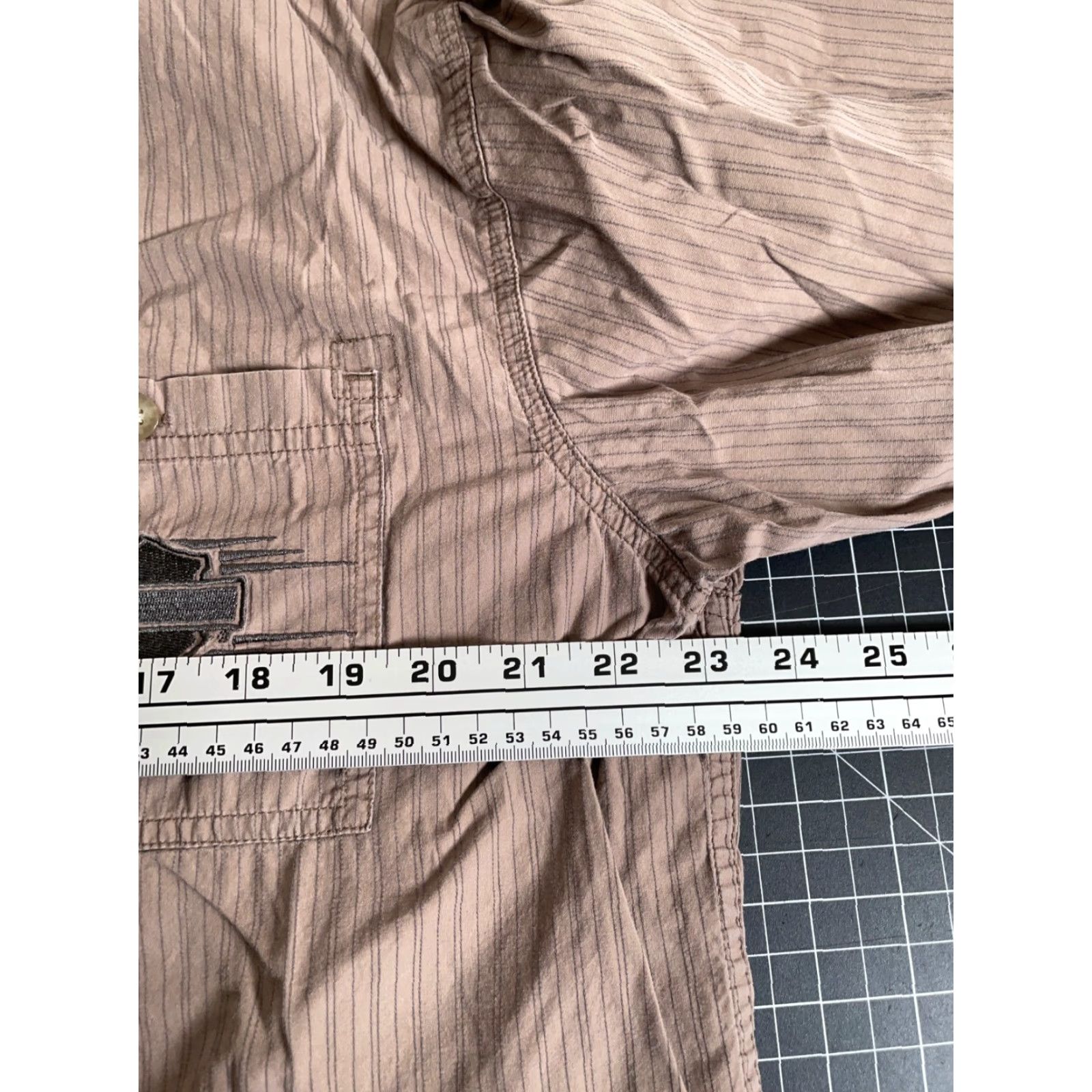 Harley Davidson VINTAGE Harley-Davidson Button-Up Shirt Men Large Long Sleeve Cotton Brown Striped Logo Biker Motorcycle Size US L / EU 52-54 / 3 - 5 Thumbnail