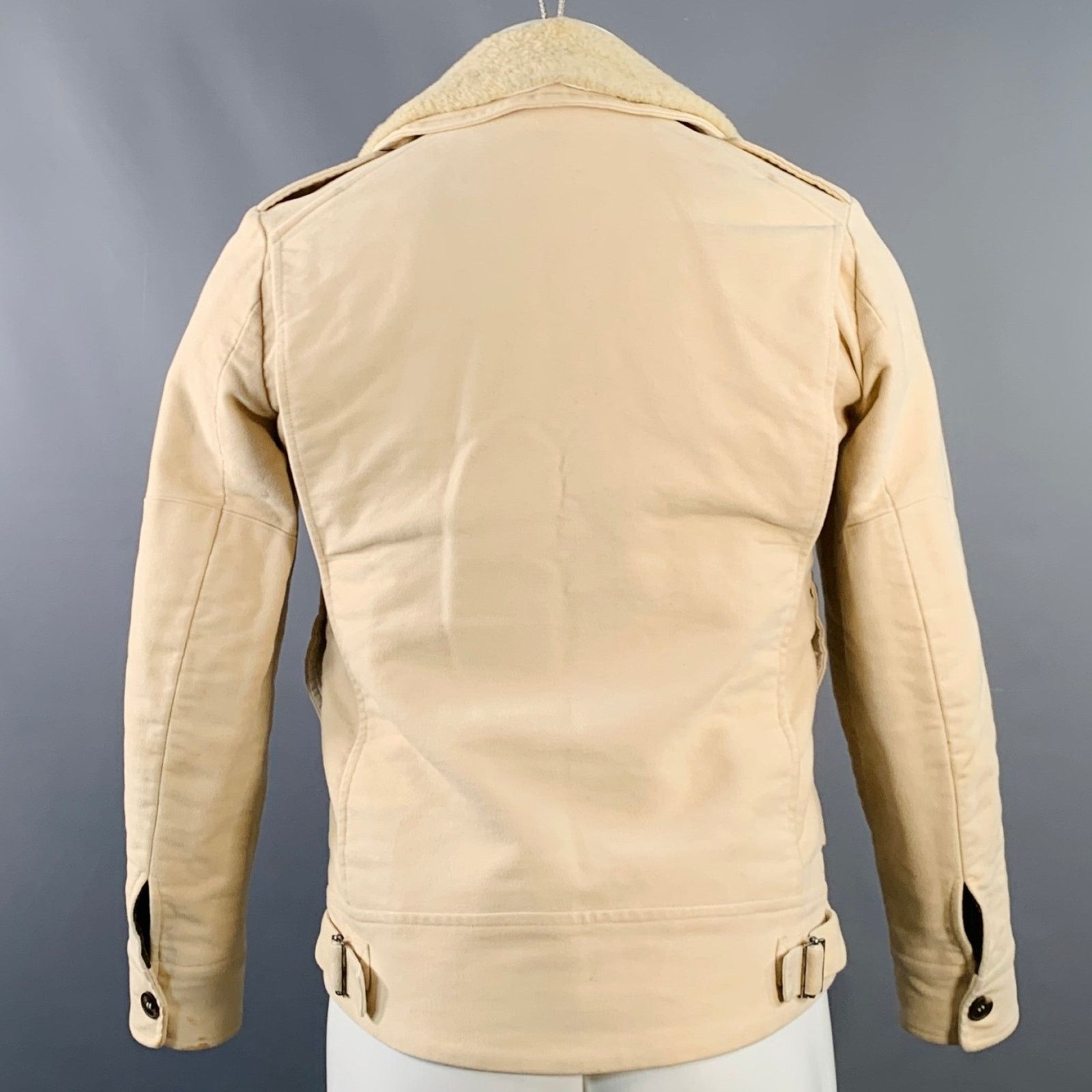 A.P.C. A.P.C Beige Cotton Moleskin Blouson Hidden Placket Jacket Size US S / EU 44-46 / 1 - 4 Thumbnail