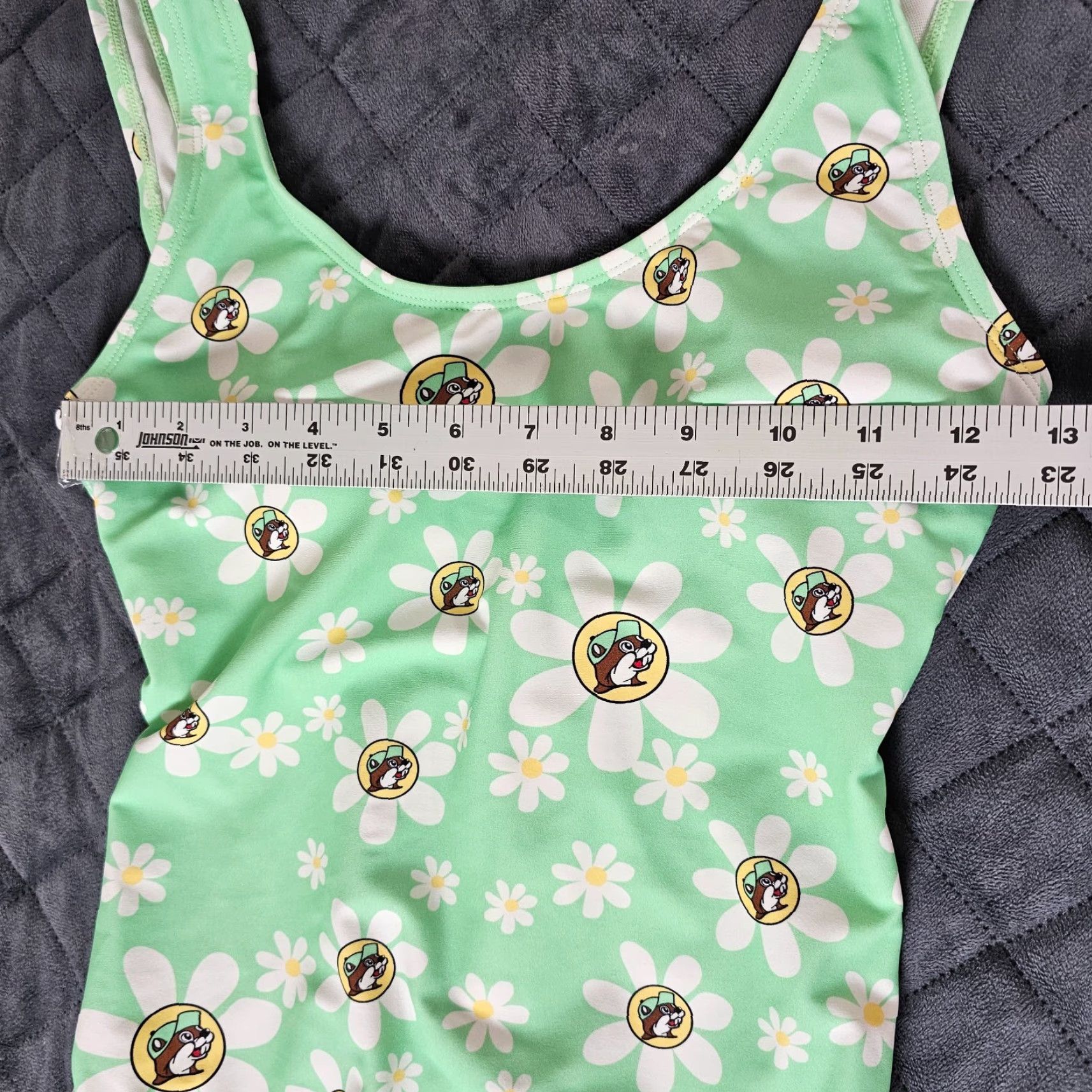 Logo 7 VINTAGE Buc-ee’s Beaver Logo Floral One-Piece Swimsuit Women Size S Green Neo­n Neon Pool Suit Ladies S Size ONE SIZE - 5 Thumbnail