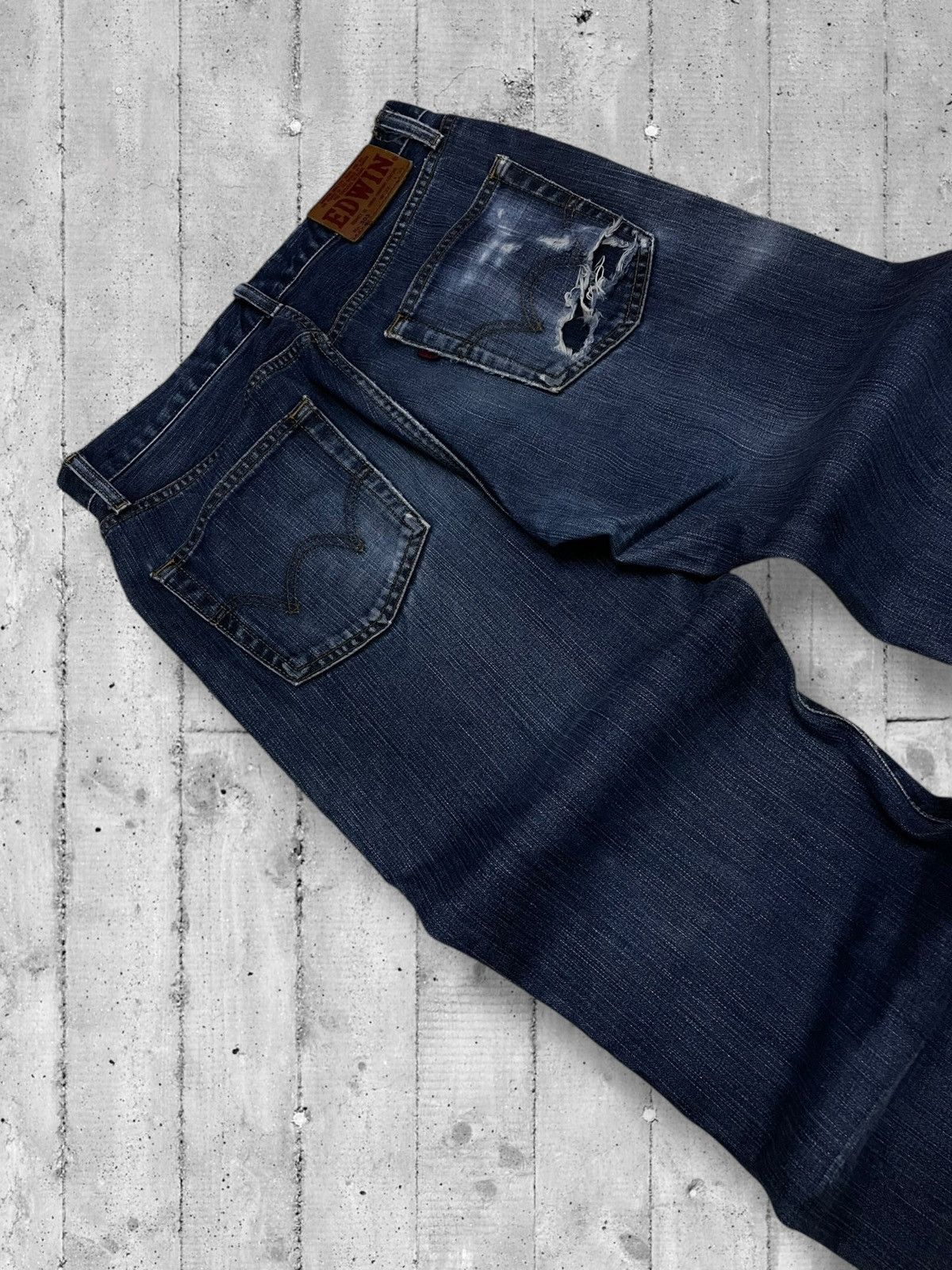 Designer × Edwin × Vintage Vintage 1990s Japan Desiner Edwin Distressed Blue Denim Size US 31 - 14 Thumbnail