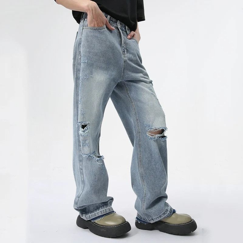 Jean Ripped Retro Wide Leg Street Jeans Size US 32 / EU 48 - 2 Thumbnail