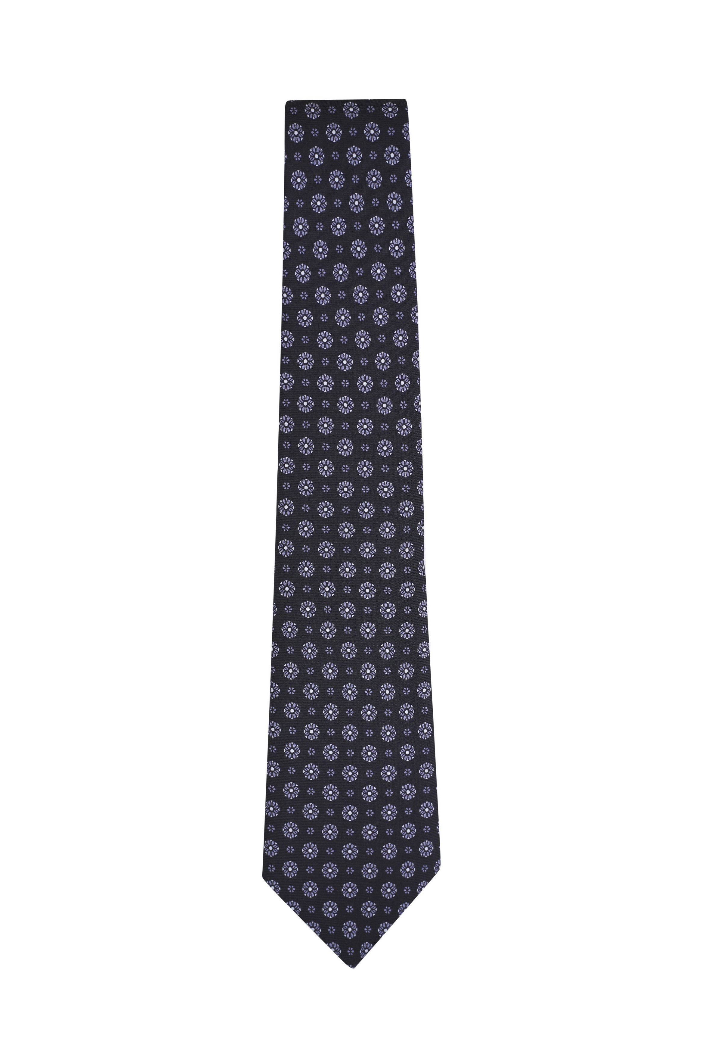 Kiton o1mtch0225 Size: OS/Floral Print Silk Necktie in Black Size ONE SIZE - 1 Thumbnail