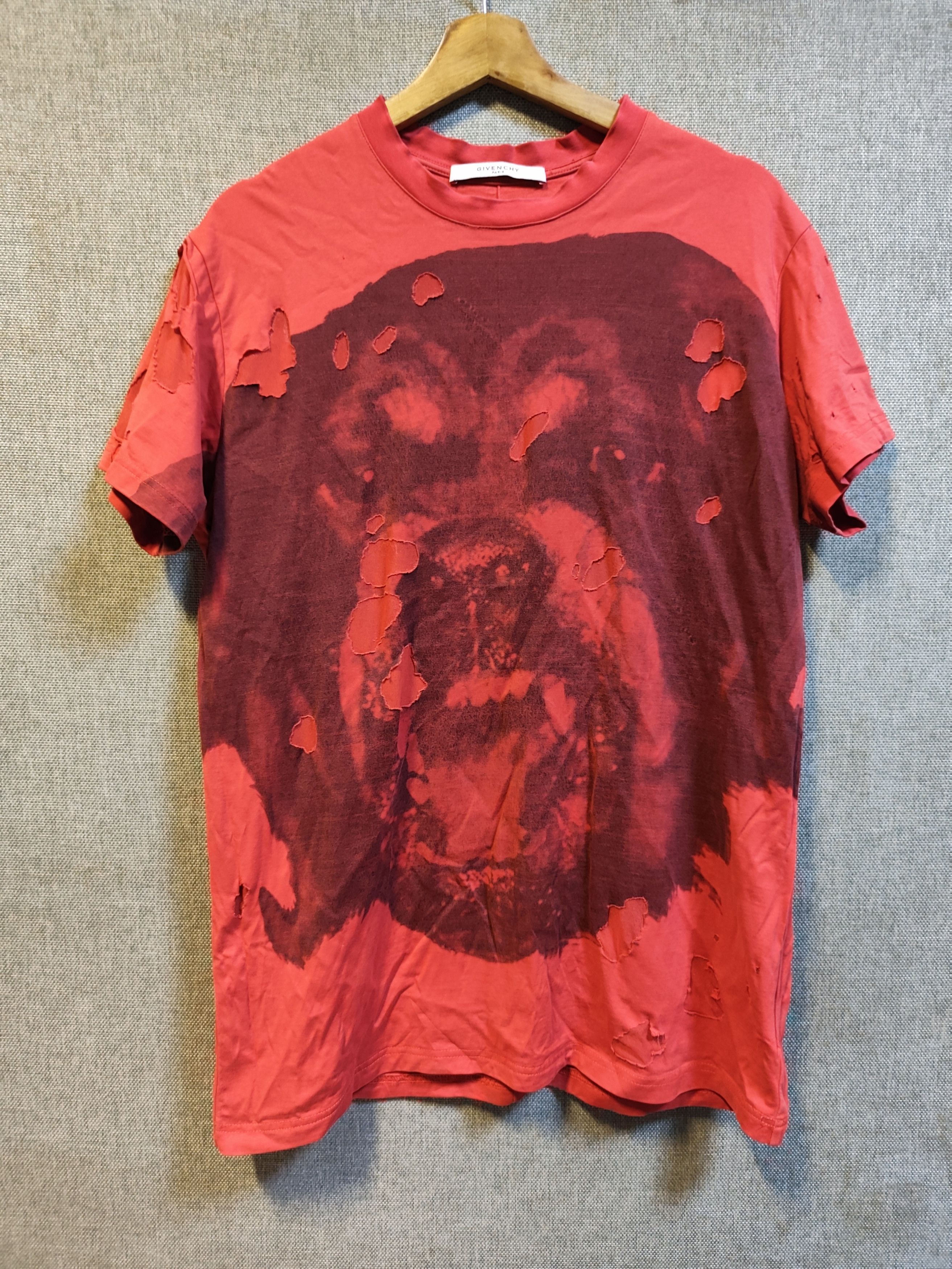 Givenchy Givenchy Rottweiler Red Distressed Tee Size US M / EU 48-50 / 2 - 1 Thumbnail
