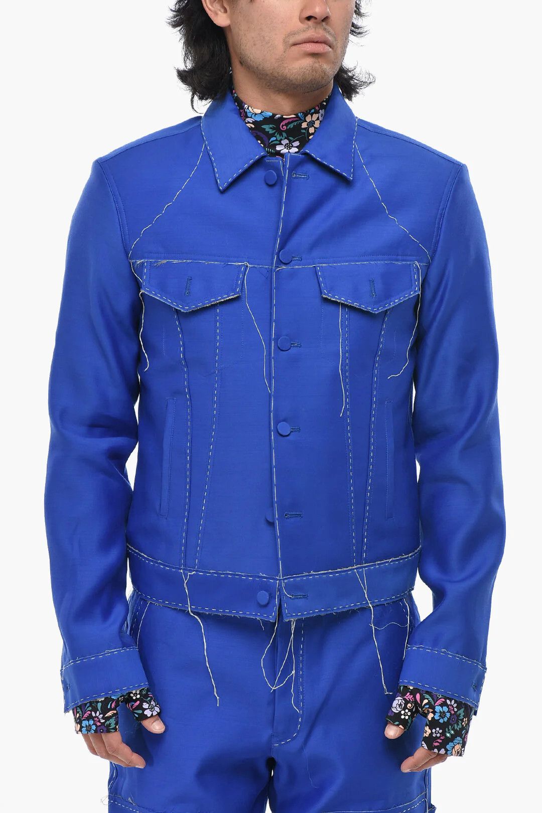 Off-White og1mm0426 Silk-Blend Jacket in Blue Size US M / EU 48-50 / 2 - 1 Thumbnail