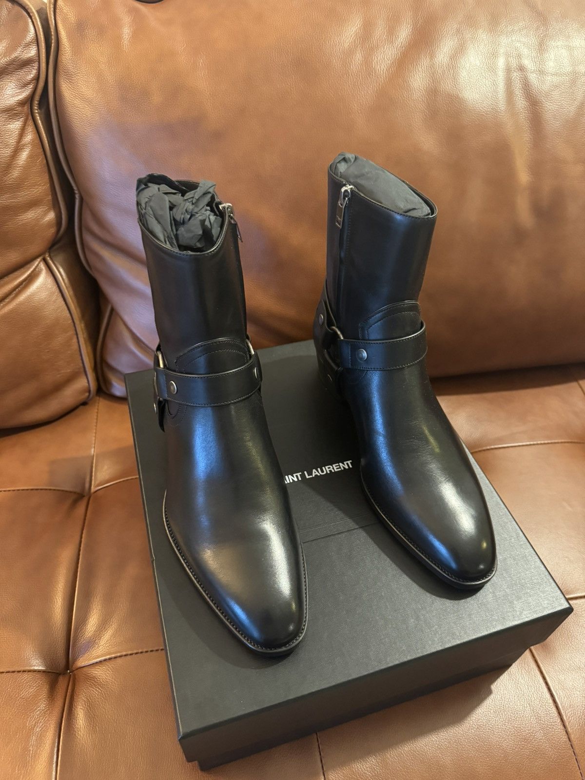 Saint Laurent Paris Saint Laurent Wyatt Harness Boot in Black Leather BRAND  NEW | Grailed