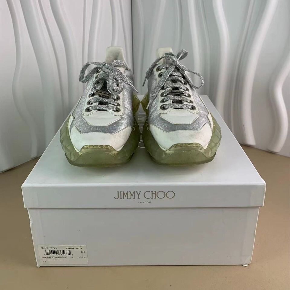 Jimmy Choo Jimmy Choo Ladies Low-Top Diamond Clear Sole Sneakers White Size US 7.5 / IT 37.5 - 4 Thumbnail