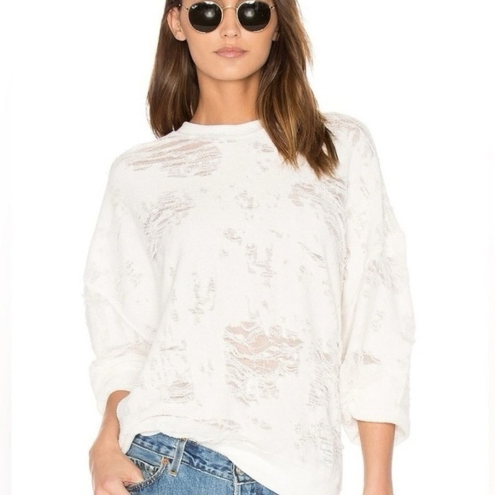 Iro IRO Jeans Sudami Distressed Crew Neck Sweater Beige S Size S / US 4 / IT 40 - 4 Thumbnail