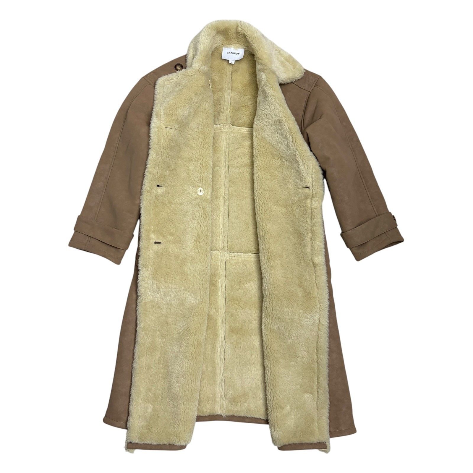 Topshop Topshop Faux Leather Shearling Long Coat Fleece Trench Small Size US S / EU 44-46 / 1 - 4 Thumbnail