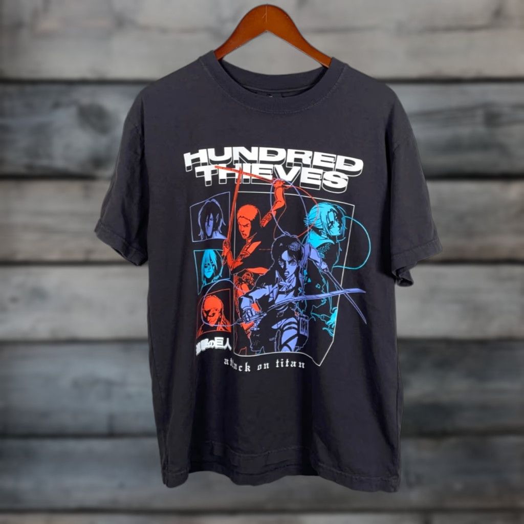 100 Thieves 100 Thieves Attack on Titan T-Shirt Adult Large Black Graphic Print Double-Sided Anime Mens Size US L / EU 52-54 / 3 - 1 Thumbnail