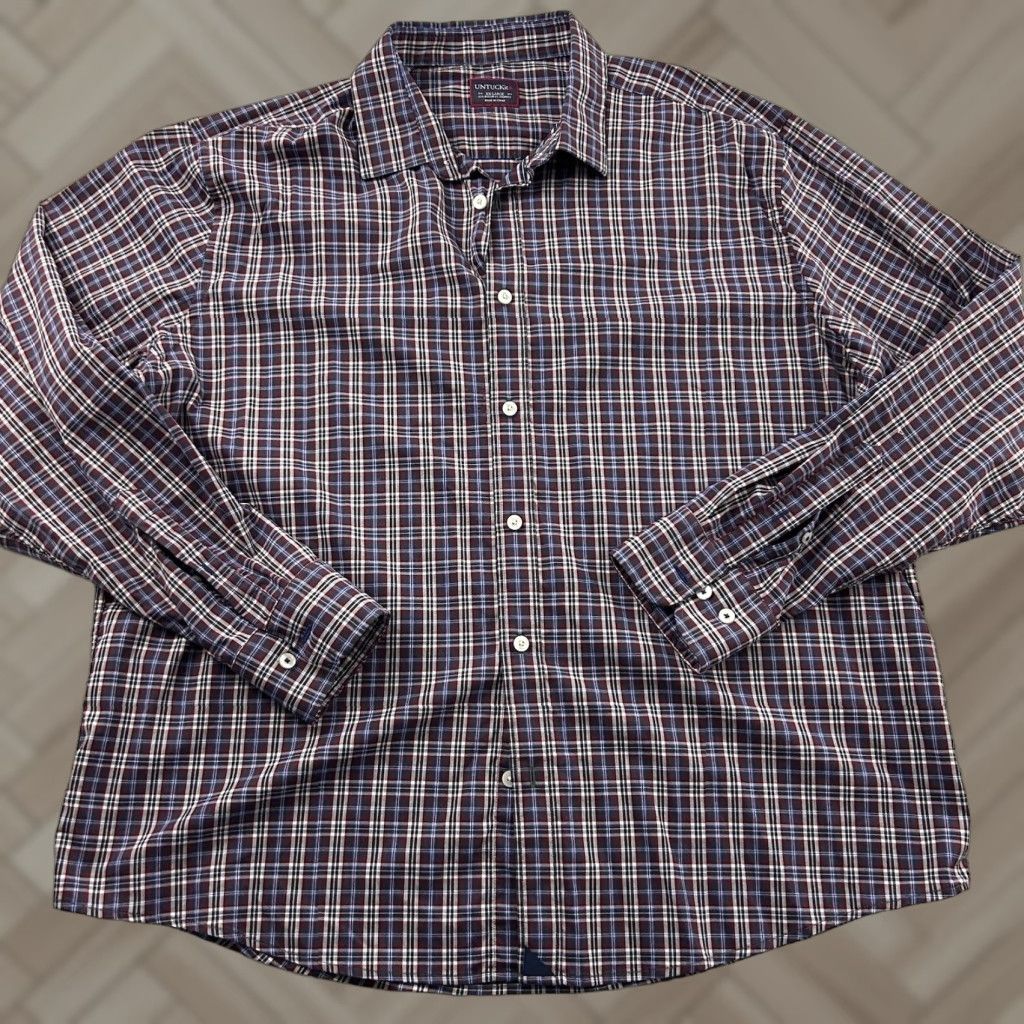 UNTUCKit UNTUCKit Long Sleeve Plaid Button-Up Shirt Men's 2XL Blue Red Knit Nylon? Size US XXL / EU 58 / 5 - 1 Thumbnail