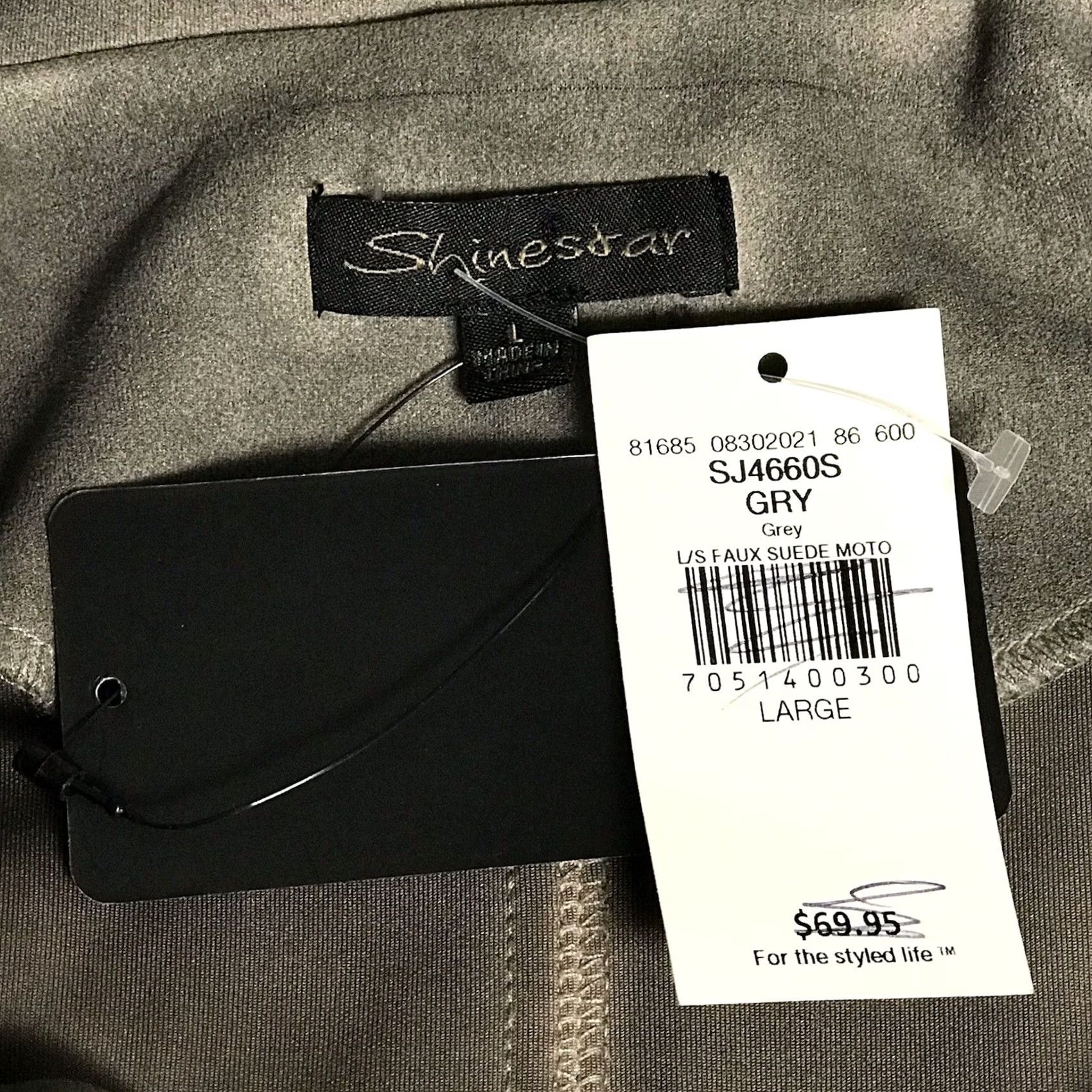 Vintage Shinestar Women Gray Washed Faux Suede Cropped Asymmetrical Zip Moto Jacket L Size L / US 10 / IT 46 - 5 Thumbnail