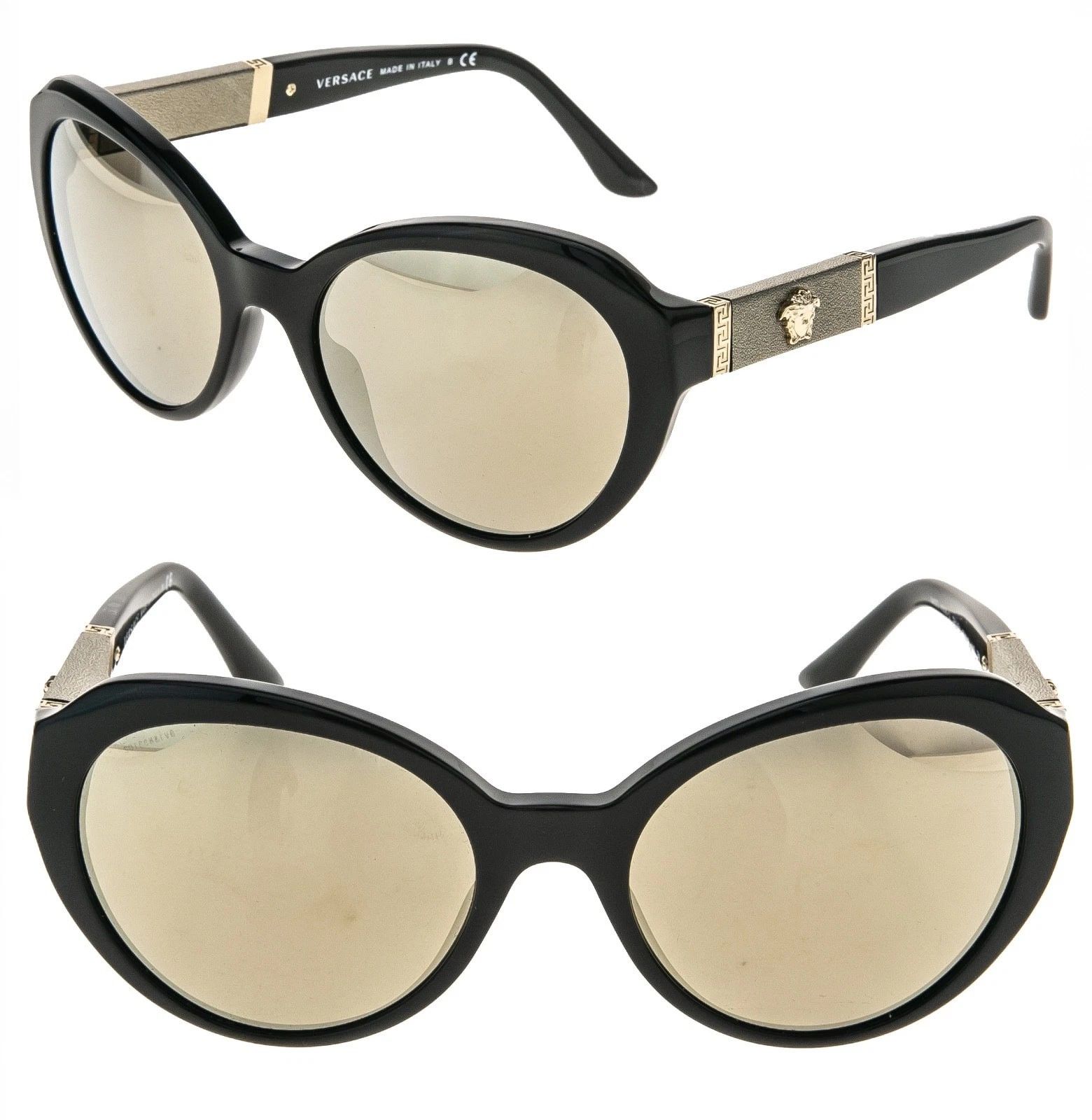 Versace VERSACE VE4306Q 4306 Sunglasses Black Gold Leather Mirror Size ONE SIZE - 1 Thumbnail