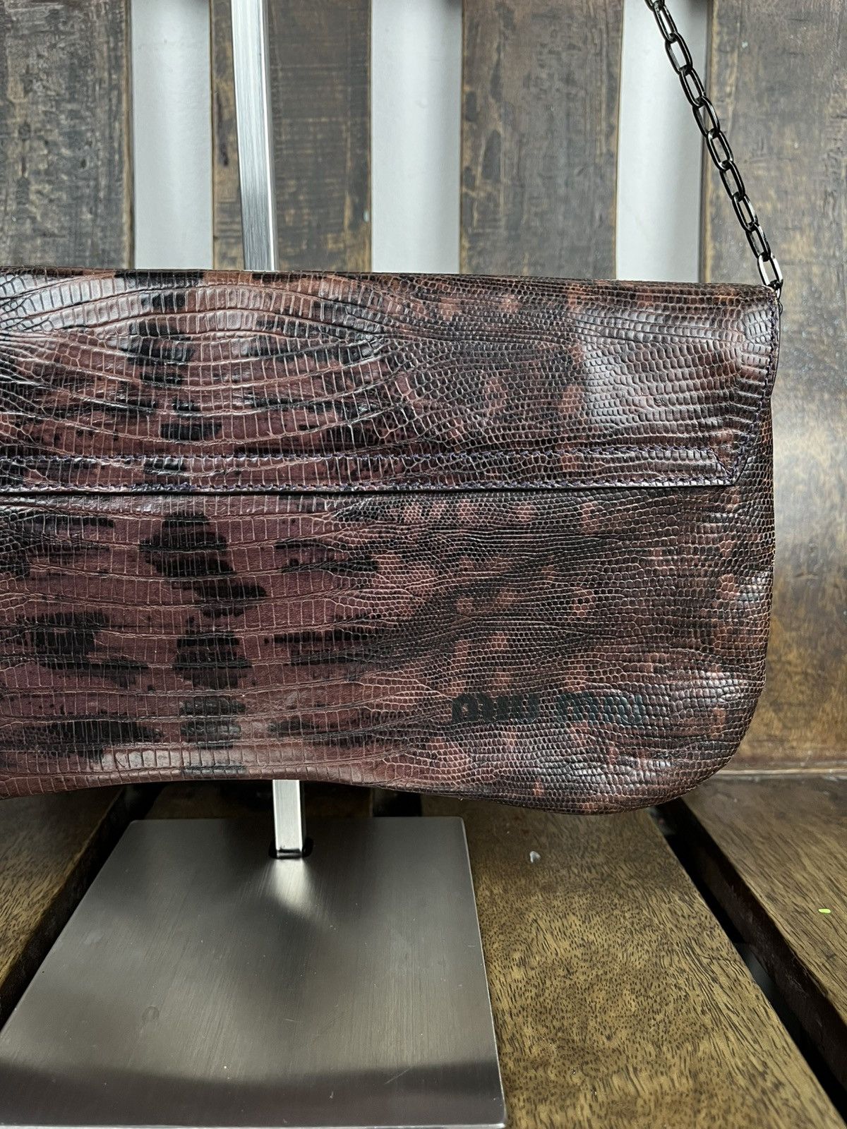 Miu Miu Miu Miu S/S1999 Lizard-Skin Embossed Chain Shoulder Bag Size ONE SIZE - 19 Thumbnail