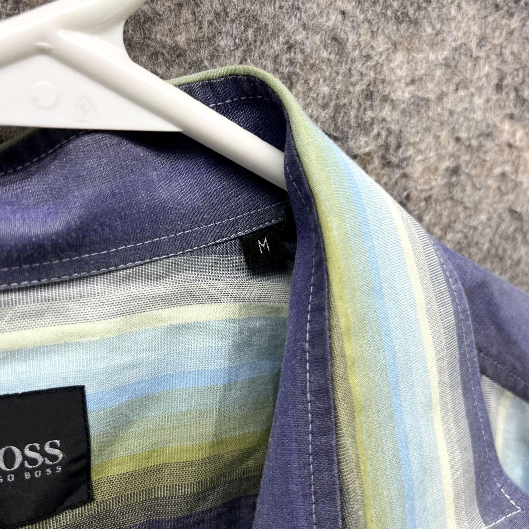 Hugo Boss VINTAGE Hugo Boss Shirt Men Medium Adult Blue Striped Button-Down Casual Formal Workwear 42 in Cotton Long Sleeve Regular Mens Size US M / EU 48-50 / 2 - 6 Thumbnail