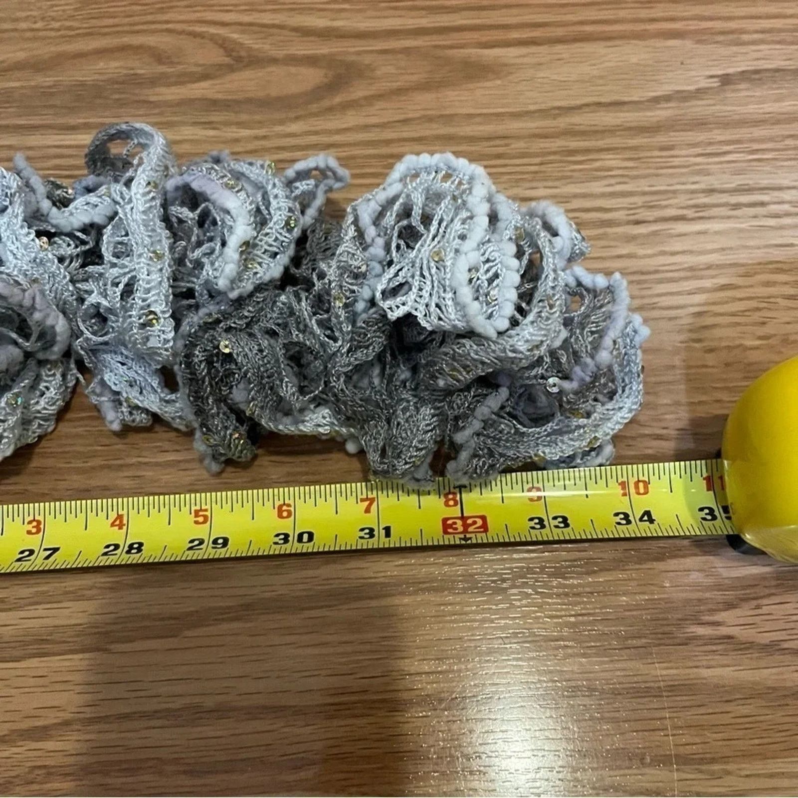Handmade Fashion Handmade Crochet Ruffle Lace Scarf Grey Size ONE SIZE - 4 Thumbnail