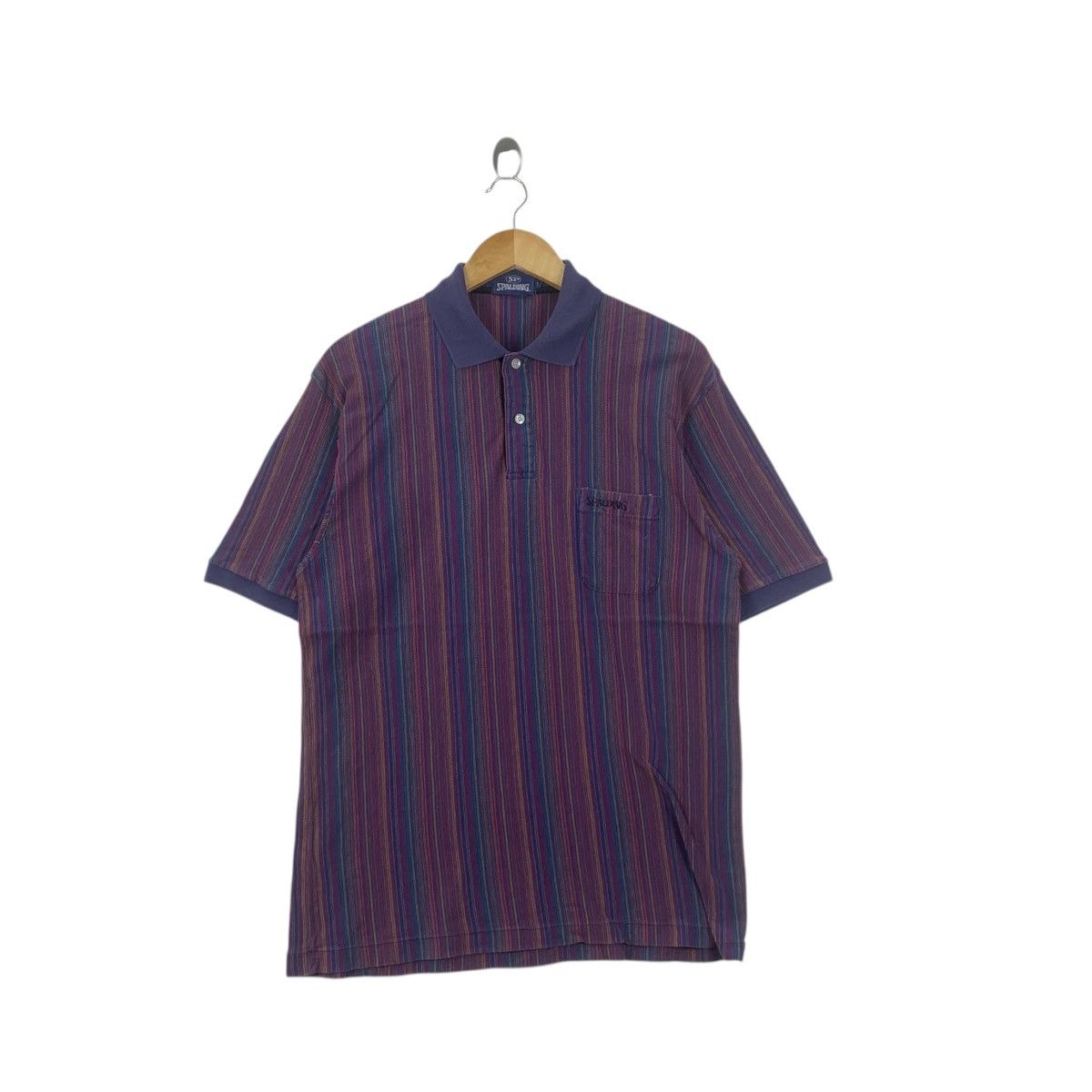 Spalding Vintage SPALDING USA Sportswear Striped Polo Tee Shirt Size US M / EU 48-50 / 2 - 1 Thumbnail