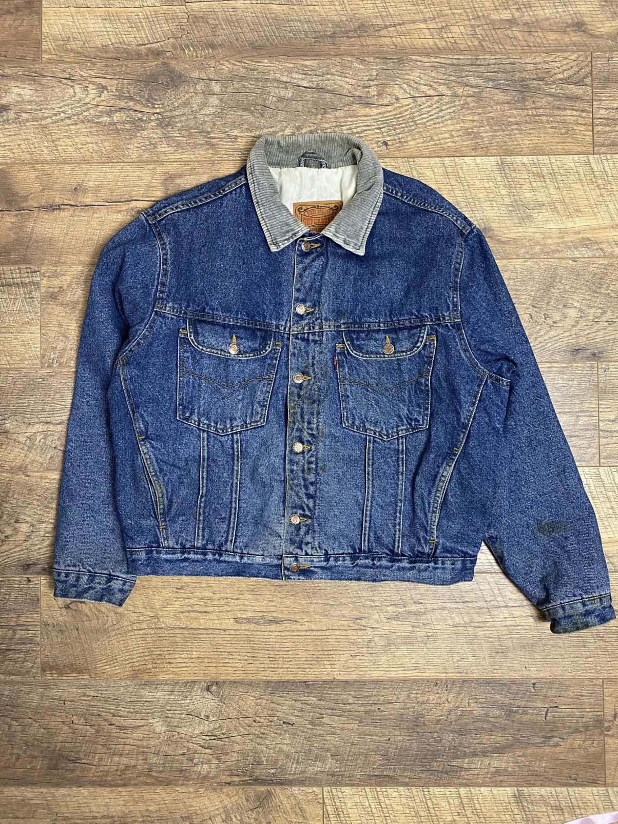 Japanese Brand Rare 90s Superstar Jeans Co Denim Jacket Cord Collar Retro Size US M / EU 48-50 / 2 - 1 Thumbnail