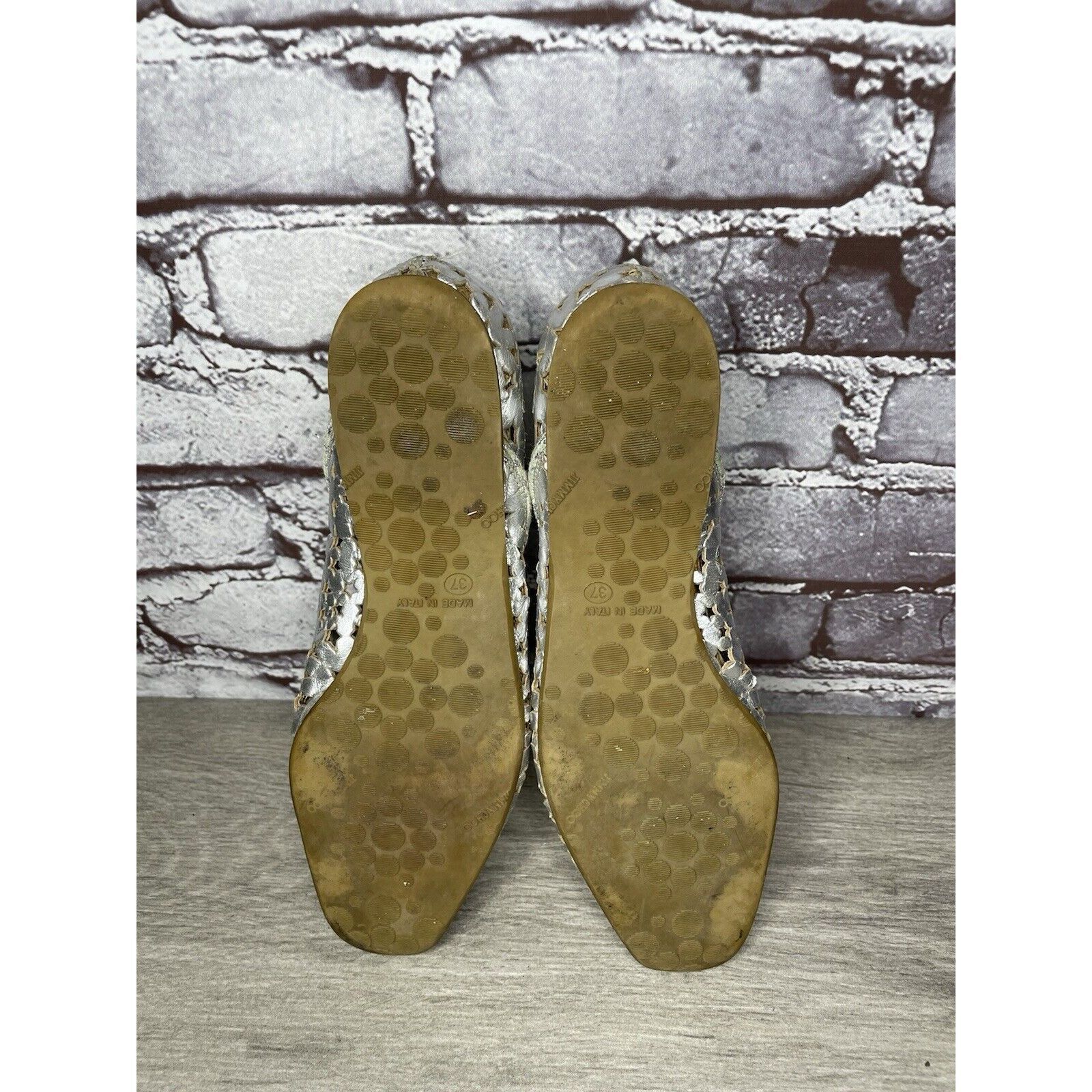 Jimmy Choo Jimmy Choo Metallic Silver Leather Cut Out Loafer Flats Wome Size US 7 / IT 37 - 24 Thumbnail