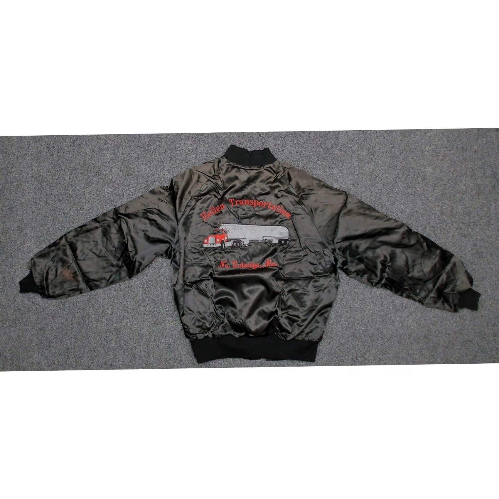 Vintage 70s King Louie Satin Bomber Jacket L Black Mack Truck Hellen Transportation Size US L / EU 52-54 / 3 - 6 Thumbnail