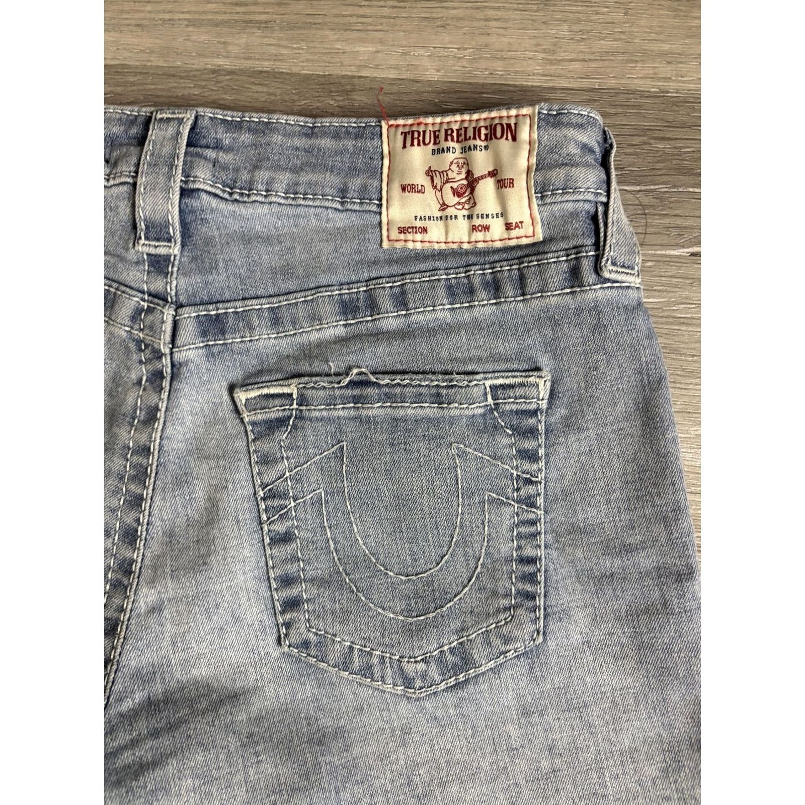 True Religion VINTAGE None True Religion Shorts Womens 28 Blue Denim Mid Rise Cut-Off Raw Hem Jayde White Back Pocket Logo 3 in Inseam 5-Pocket Mens Girls Size 28" / US 6 / IT 42 - 2 Thumbnail