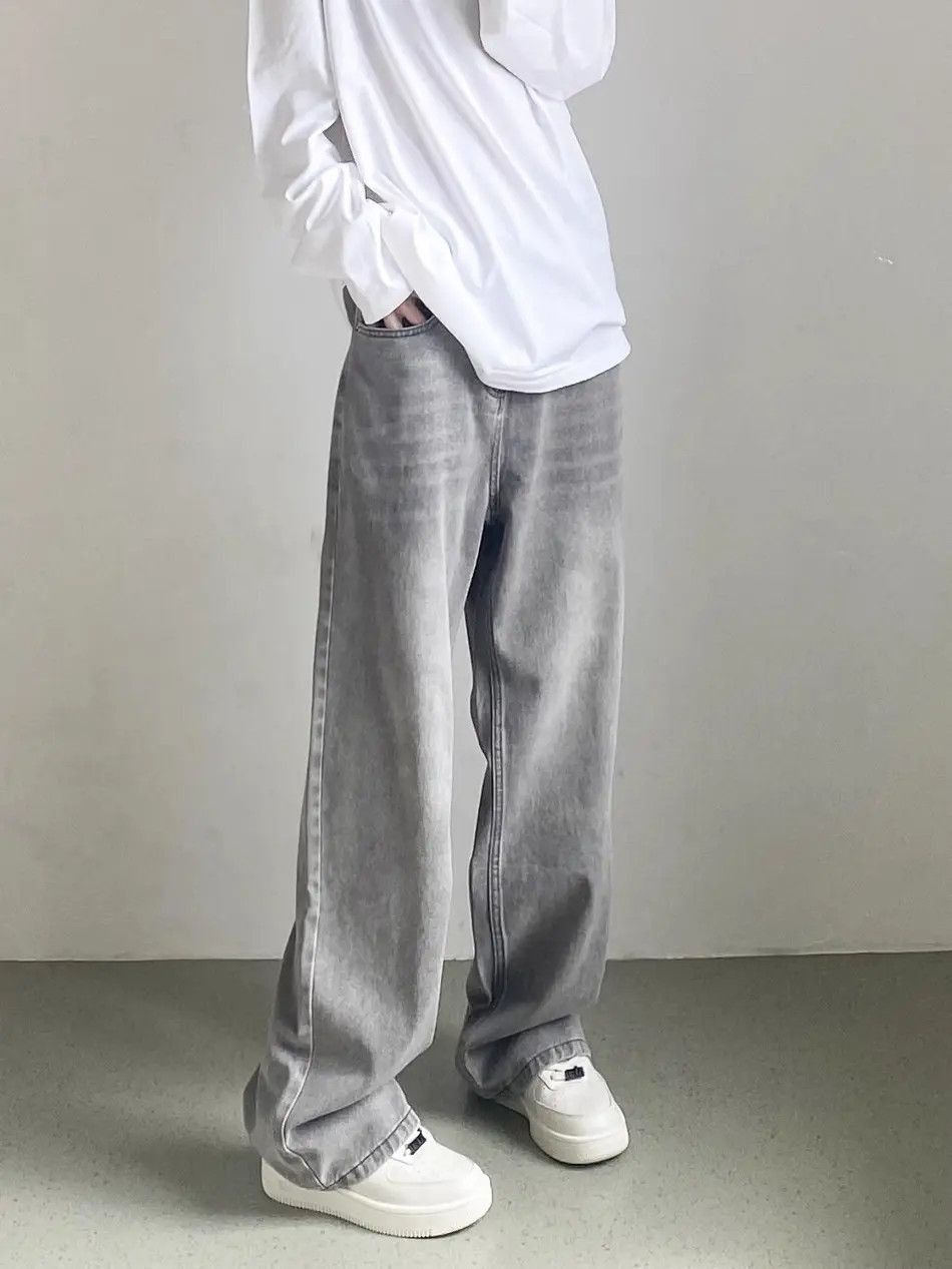 Japanese Brand Retro Loose Straight Drop Solid Color Jeans Size US 32 / EU 48 - 4 Thumbnail