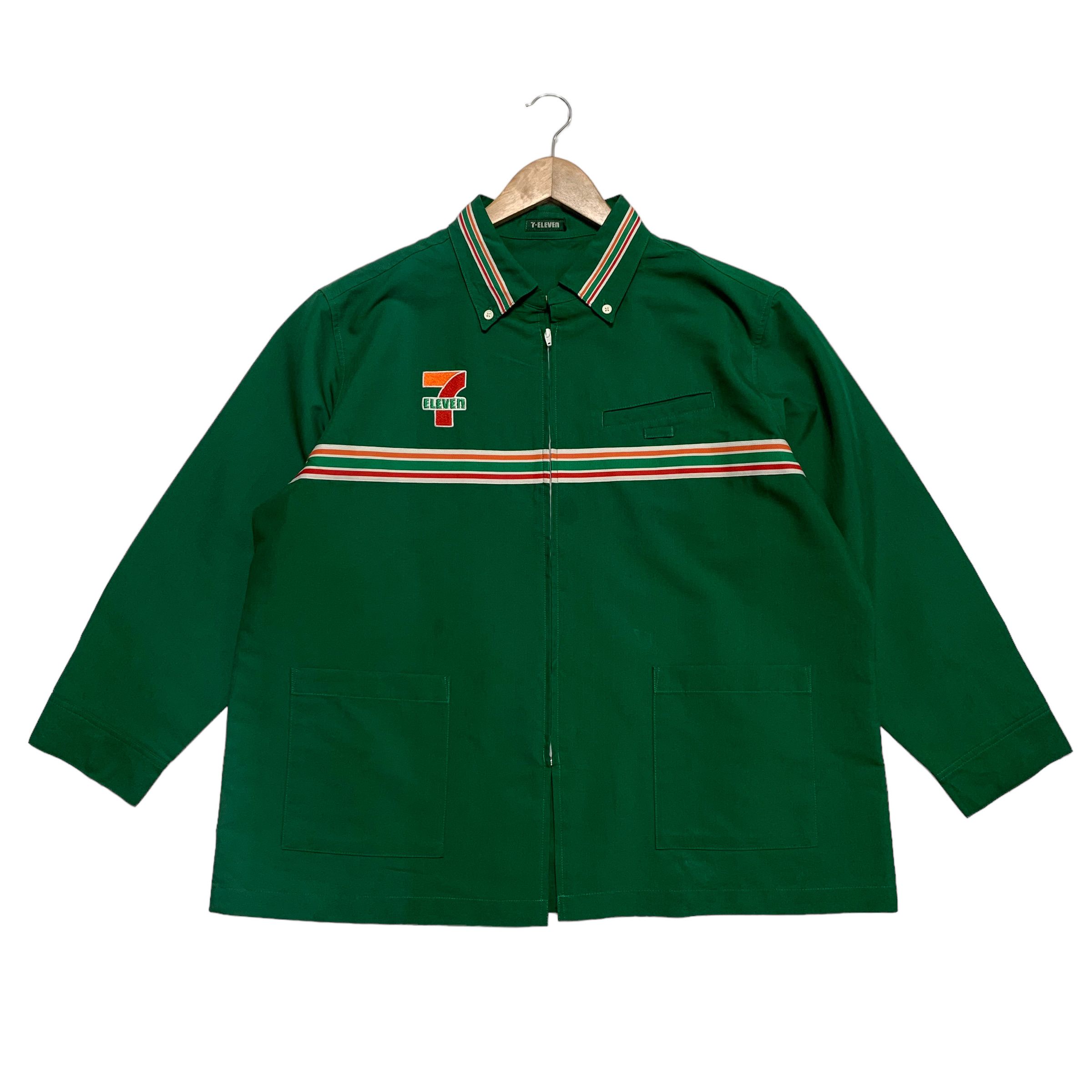 image of 7 Eleven Long Sleeve Zipper Shirt in Green, Men's (Size Large)