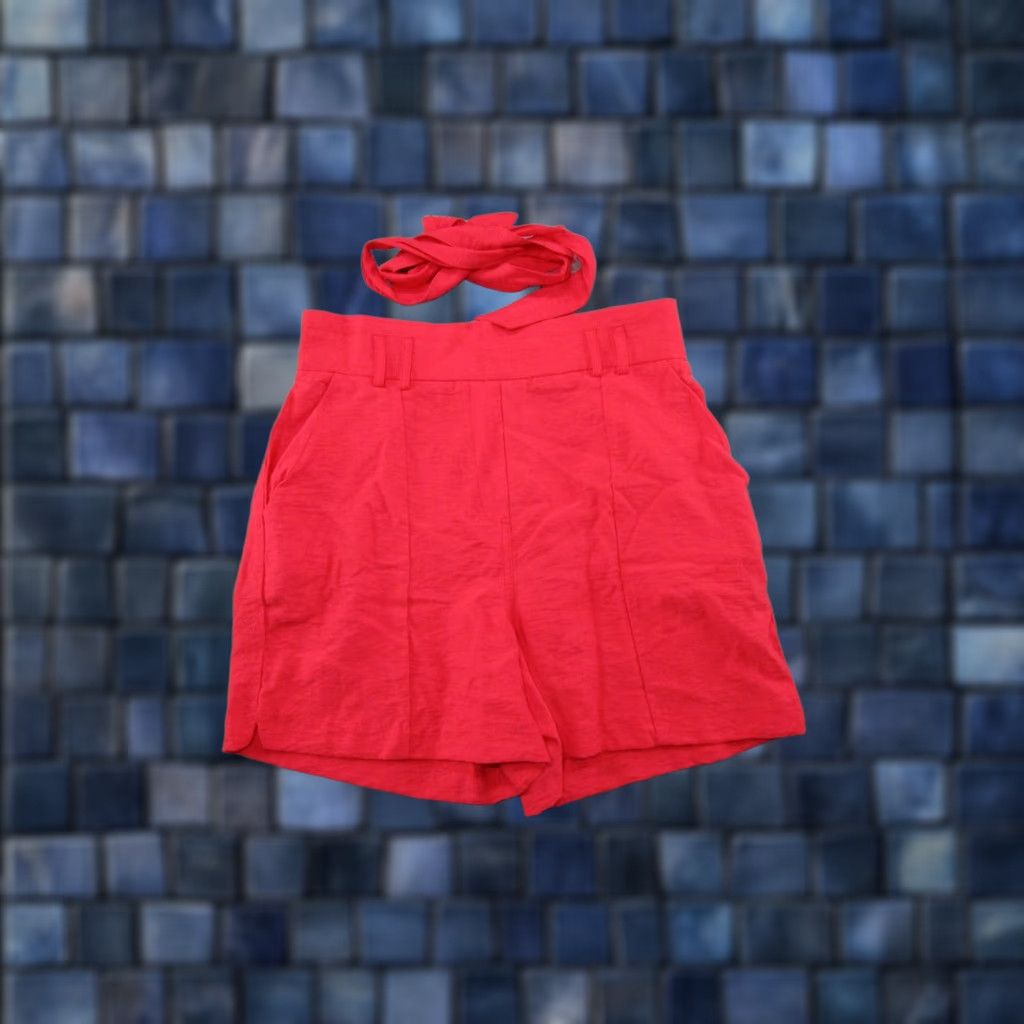 Vintage Maurices Belted Elastic Waist Red Shorts Women M Denim Style Casual 90s? No) Size 32" / US 10 / IT 46 - 1 Thumbnail