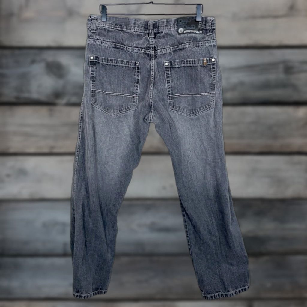 VINTAGE Southpole Jeans Baggy Fit Mens 35 x 31 Gray Denim 100% Cotton Zip Fly Hip Hop Style 90s Mens