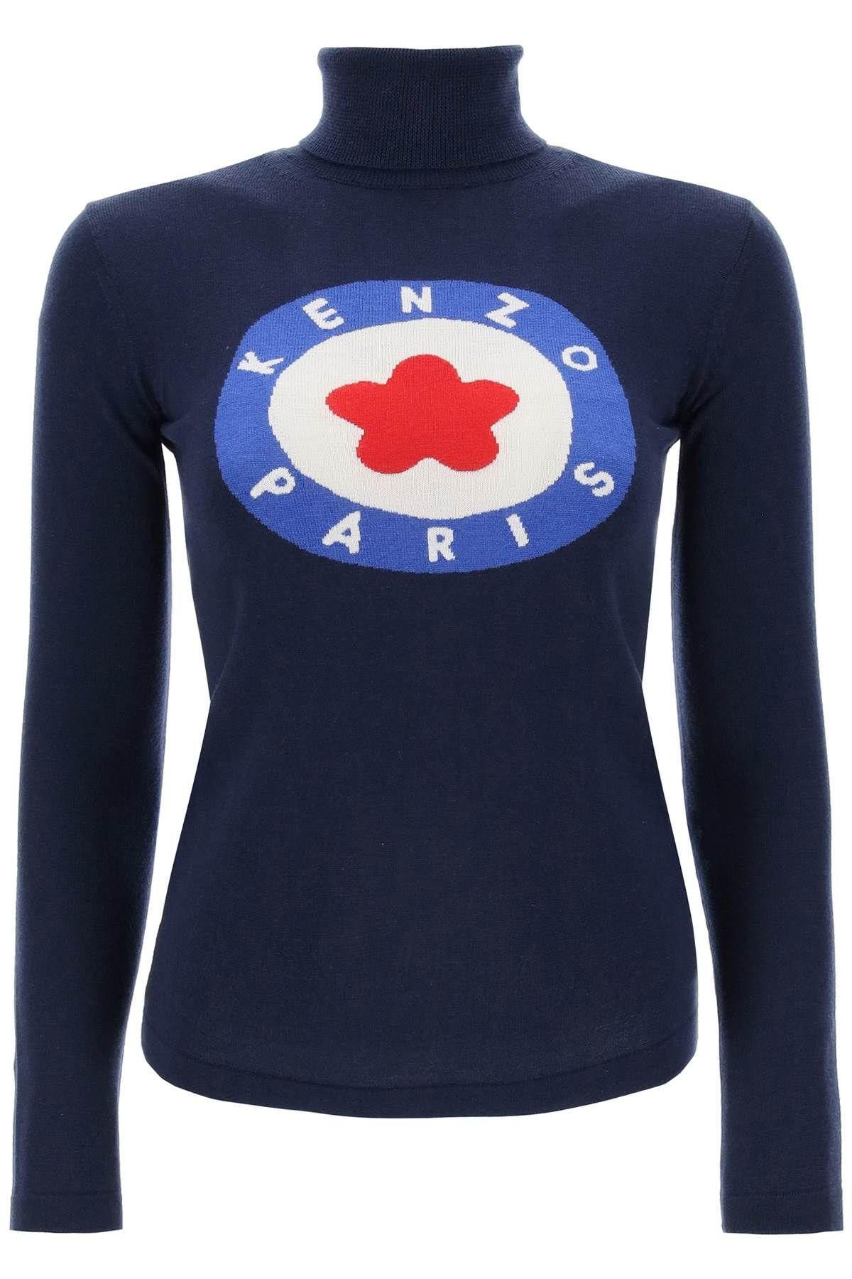 image of Kenzo Target Wool Turtleneck Sweater Size Xs For Women in Blue