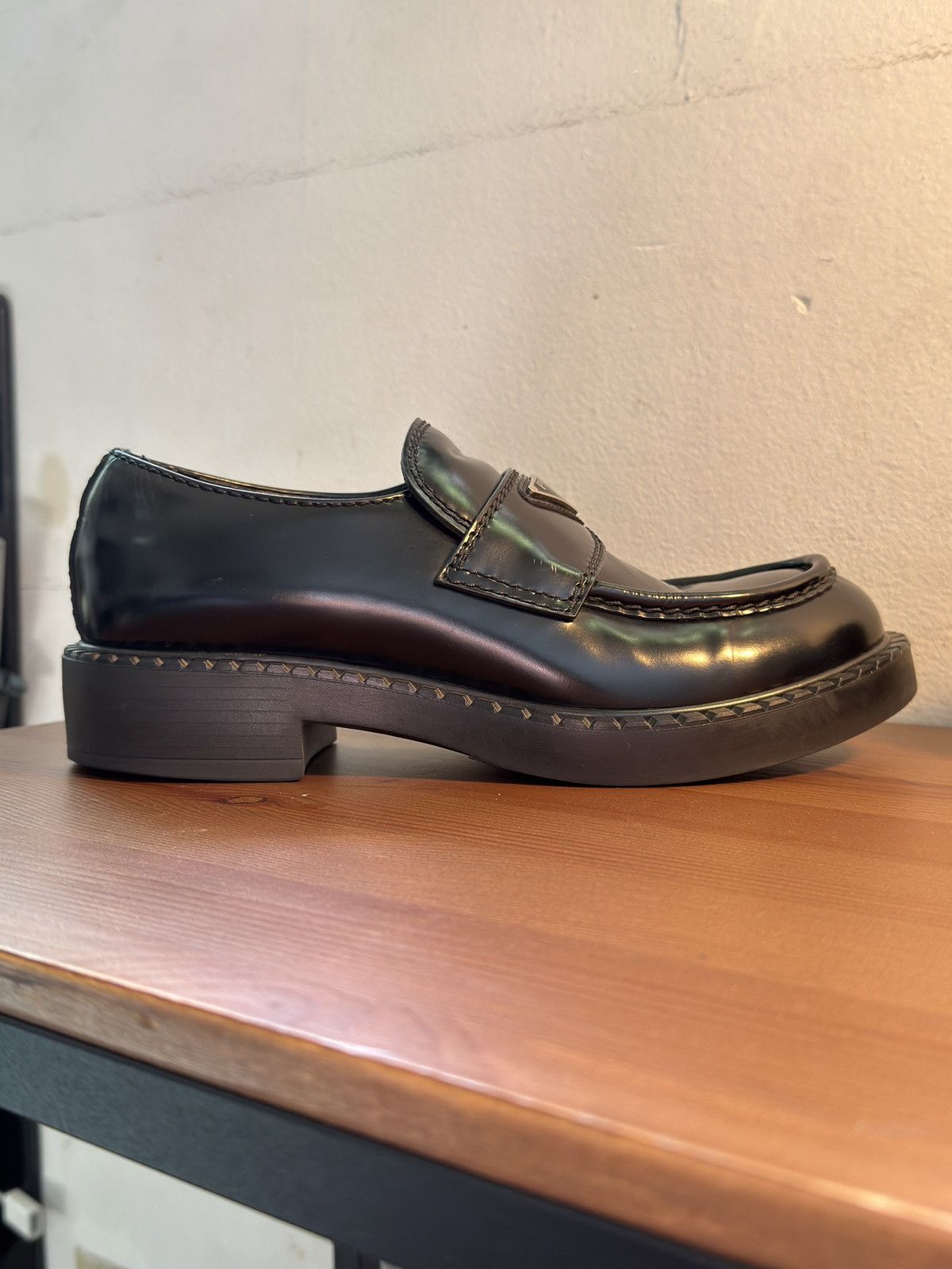 Prada Chocolate brushed leather loafers (Defective) Size US 5 / EU 37 - 3 Thumbnail