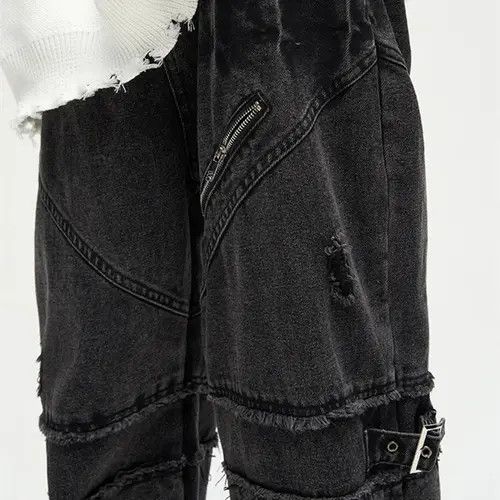 Jean Kuriyama x Mari Black Gothic Pants Wide Leg Baggy Jeans Size US 30 / EU 46 - 5 Thumbnail