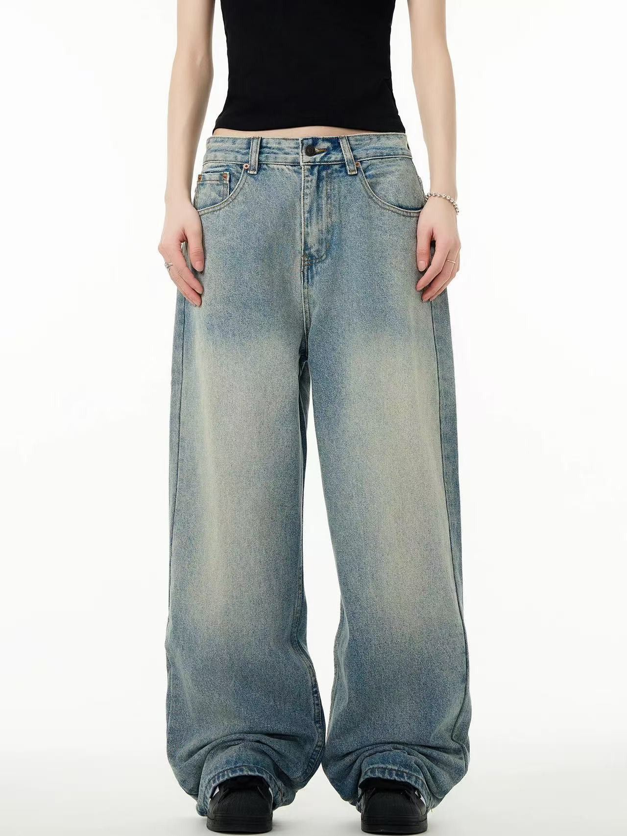Japanese Brand × Jean Vintage men's loose baggy wide-leg cleanfit jeans Size US 32 / EU 48 - 2 Thumbnail