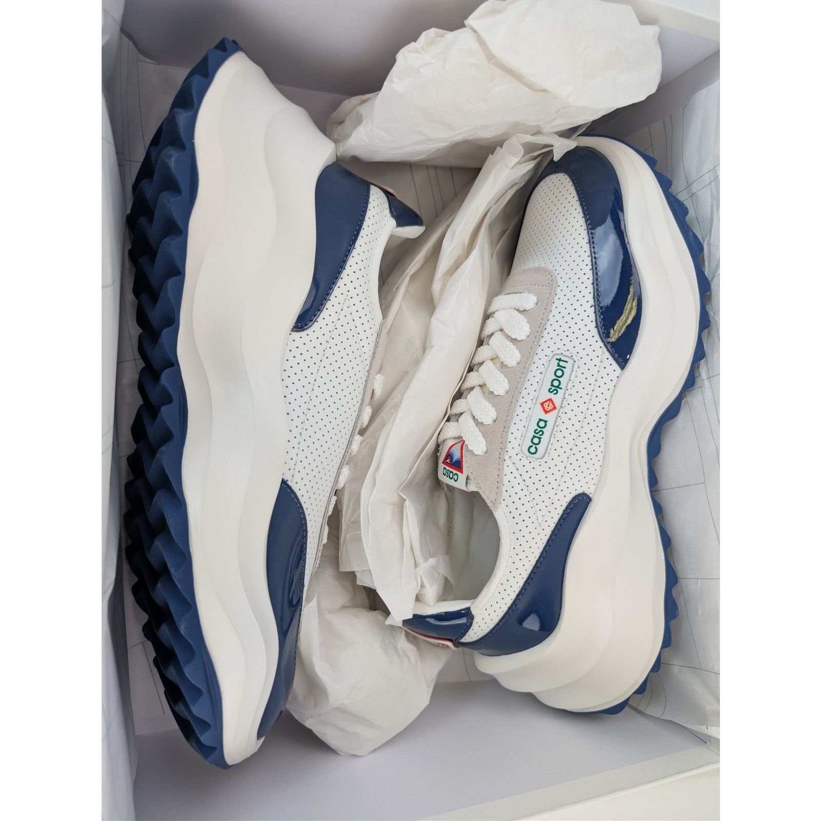 Casablanca o1rshd1 Leather Mens Atlantis Sneaker in White / Navy Size US 9.5 / EU 42-43 - 21 Thumbnail