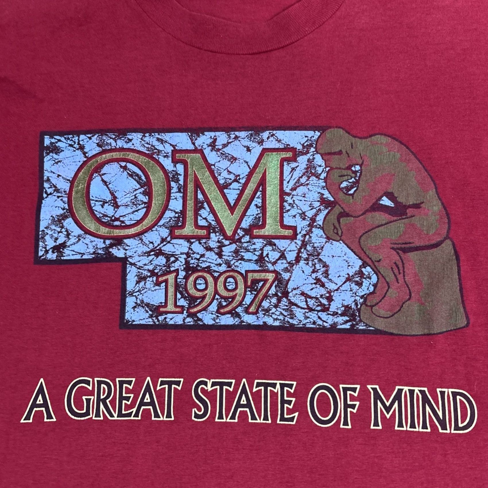 Fruit Of The Loom Fruit of the Loom T Shirt Men’s L Burgundy Nebraska OM Great State Of Mind Mens Red 90s? Size US L / EU 52-54 / 3 - 2 Thumbnail