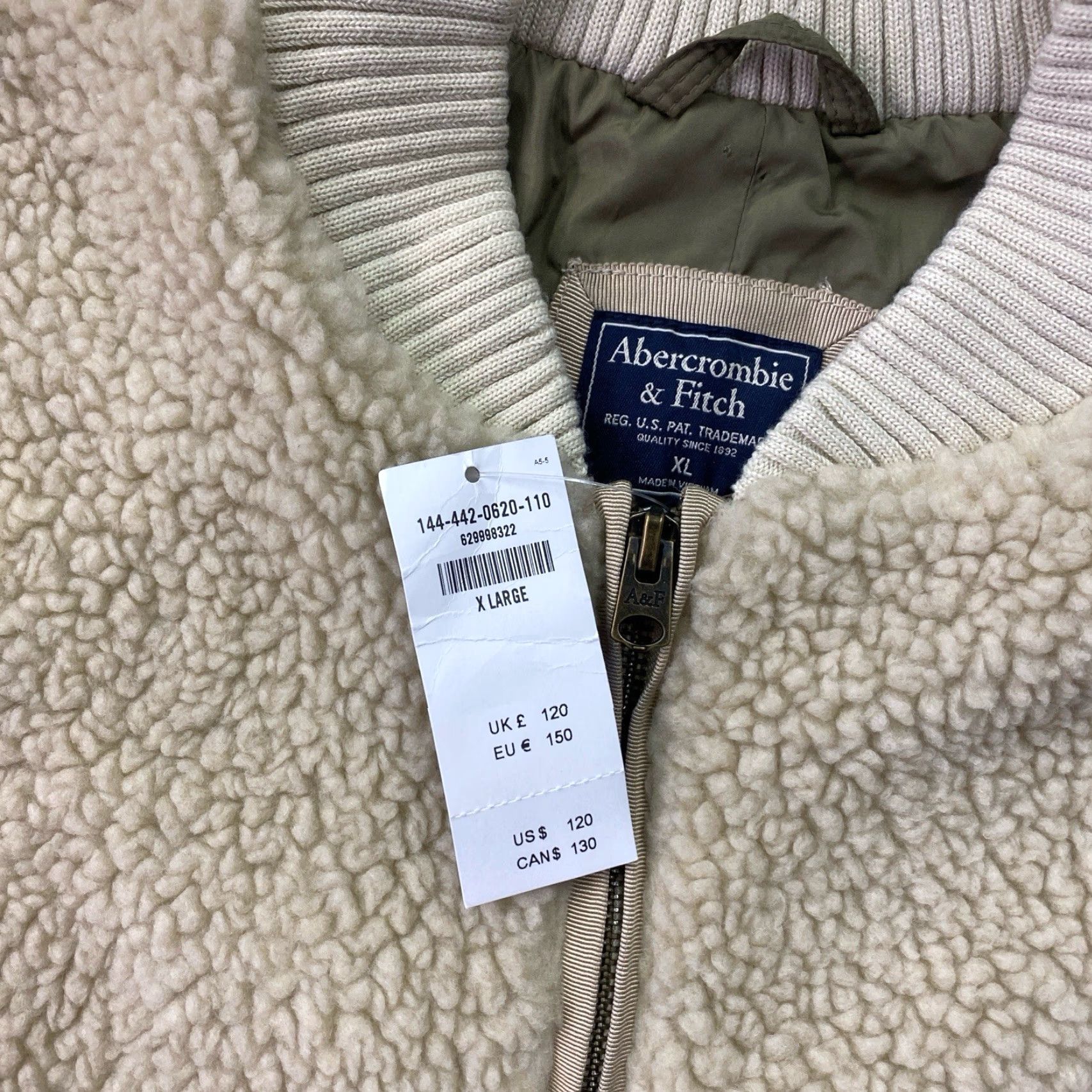Abercrombie & Fitch Abercrombie & Fitch Sherpa Teddy Zip Brown Deep Pile Fleece Pullover Mens XL NWT Size US XL / EU 56 / 4 - 2 Thumbnail