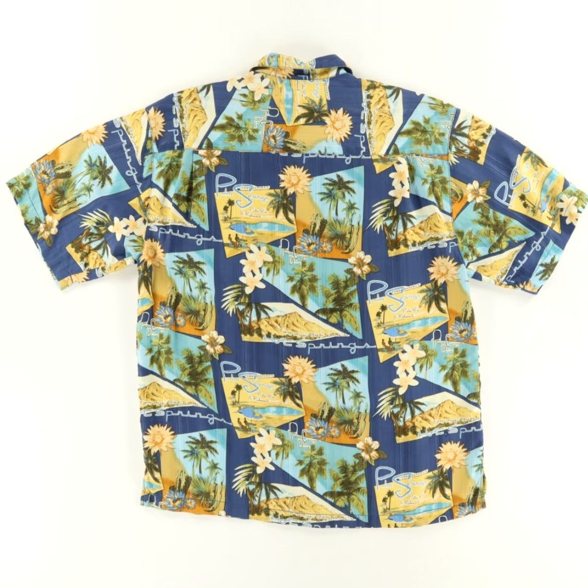 Tommy Bahama Tommy Bahama Palm Hot Springs Camp Silk All Over Print Button Up Shirt Blue Men's M Size US M / EU 48-50 / 2 - 4 Thumbnail