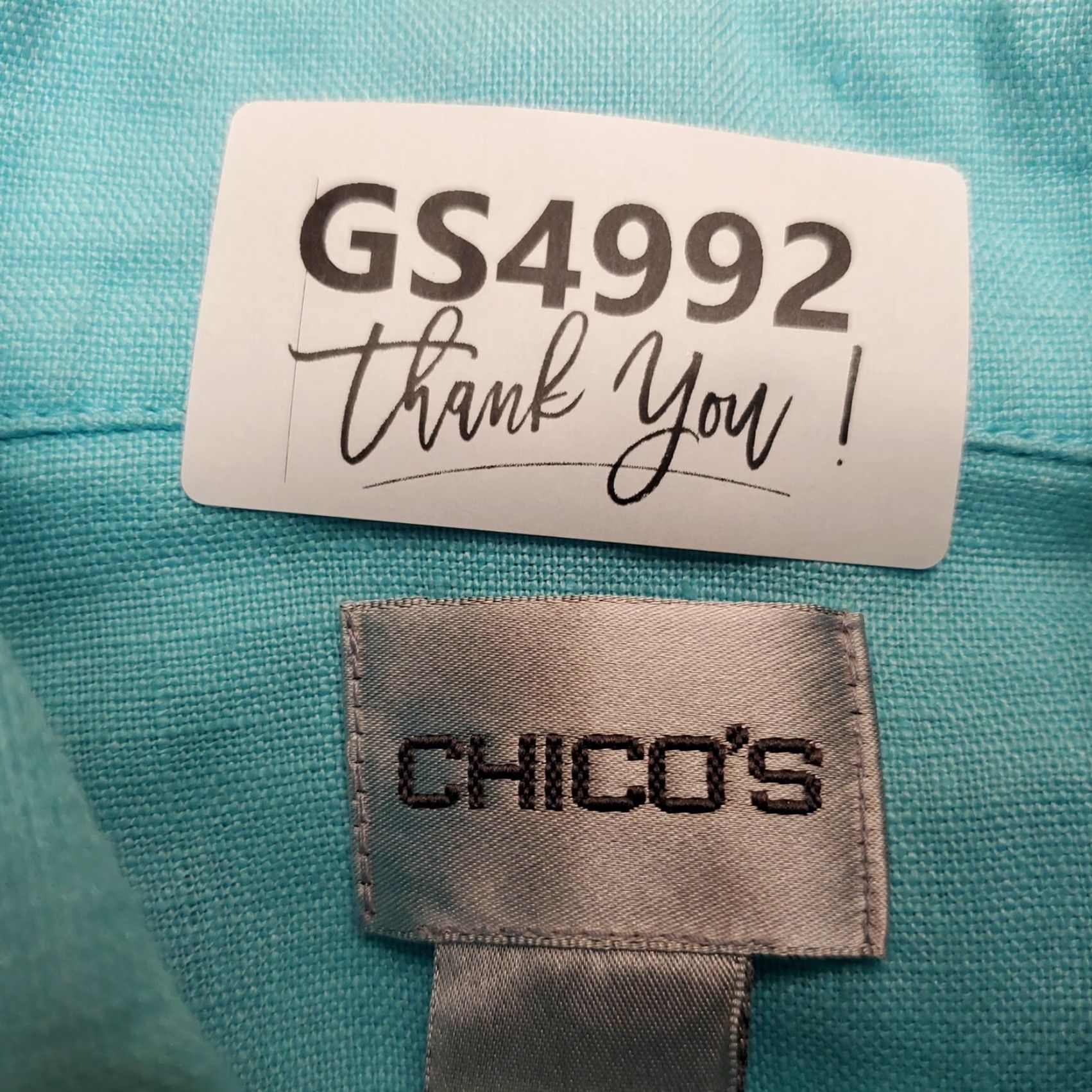 Coldwater Creek Chicos Jacket Womens sz 1 US 8 Mint Green 100% Linen Long Sleeve Casual Button Shirt Size M / US 6-8 / IT 42-44 - 8 Thumbnail
