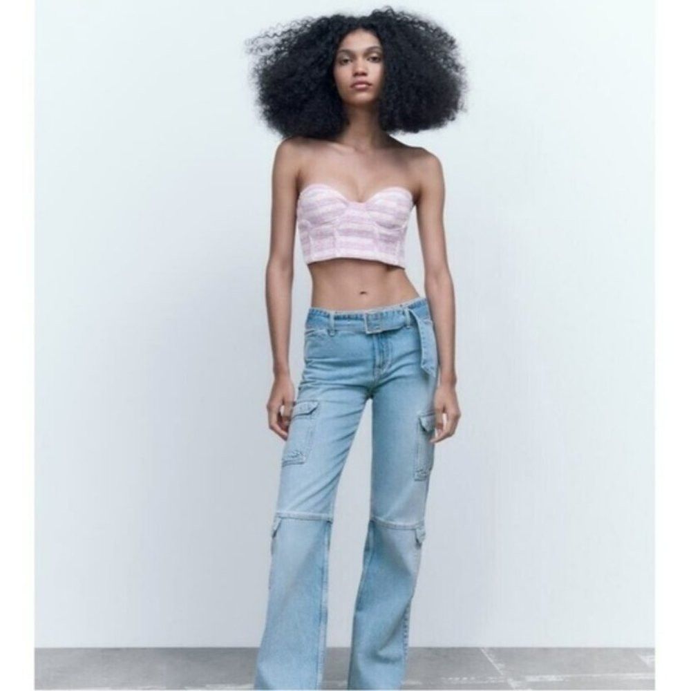 Zara NWT New Zara Tweed Crop Tube Top Size S Size S / US 4 / IT 40 - 2 Thumbnail