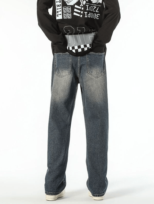 Japanese Brand × Jean Men's washed distressed straight high street jeans Size US 32 / EU 48 - 5 Thumbnail