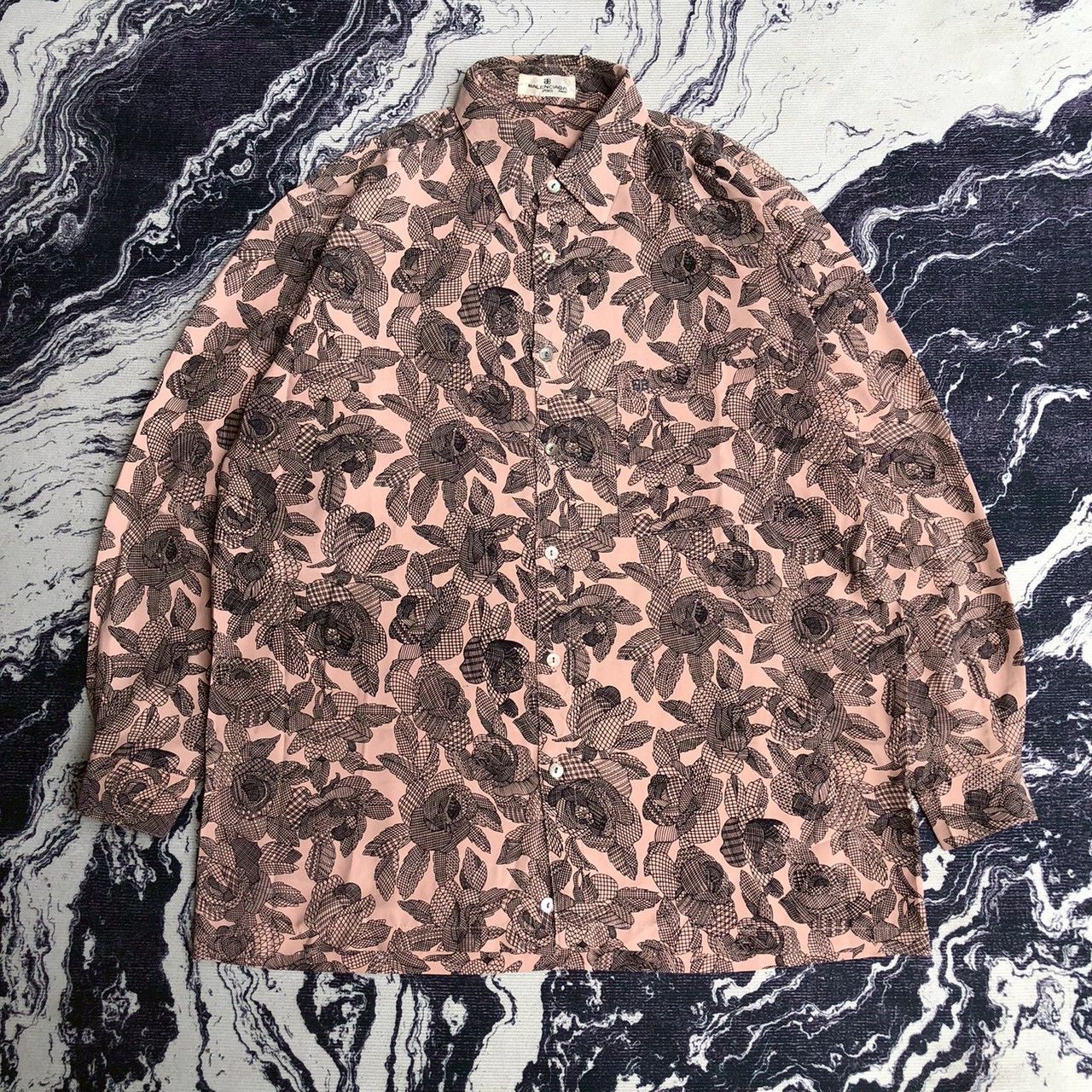 Vintage 90s Y2K Balenciaga Floral Print Long Sleeve Shirt