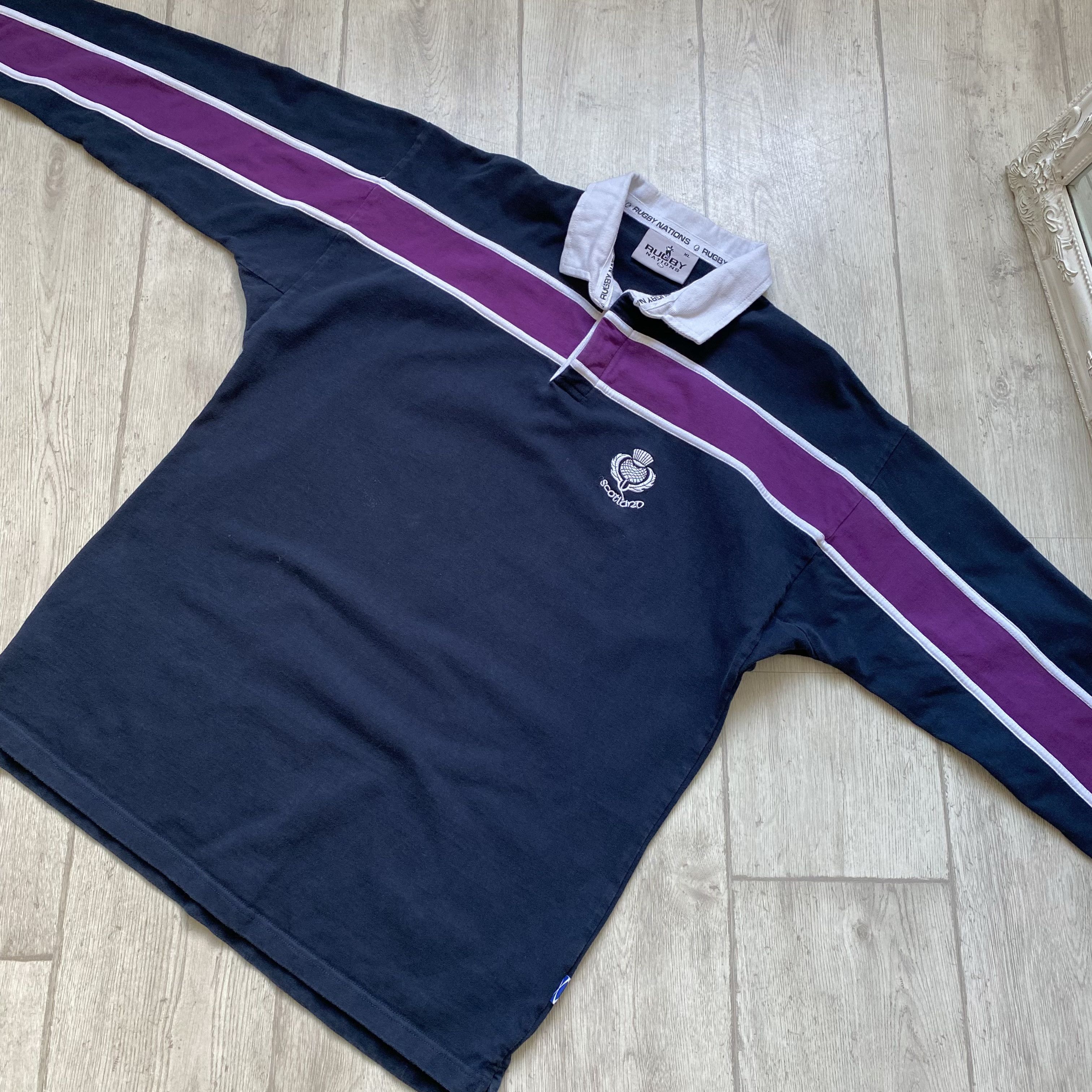 Cotton Traders 🏈 Vintage Scotland Rugby jersey heavy Shirt Y2K Blokcore Size US XL / EU 56 / 4 - 7 Thumbnail